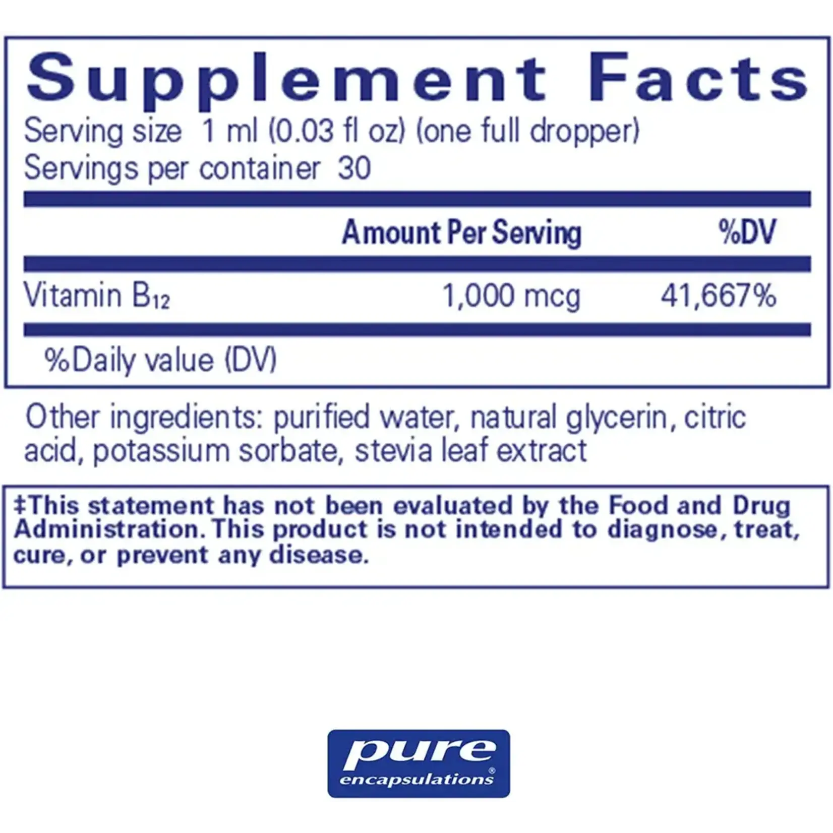 Pure Encapsulations B12 Liquid 1,000mcg 30ml Pure Encapsulations