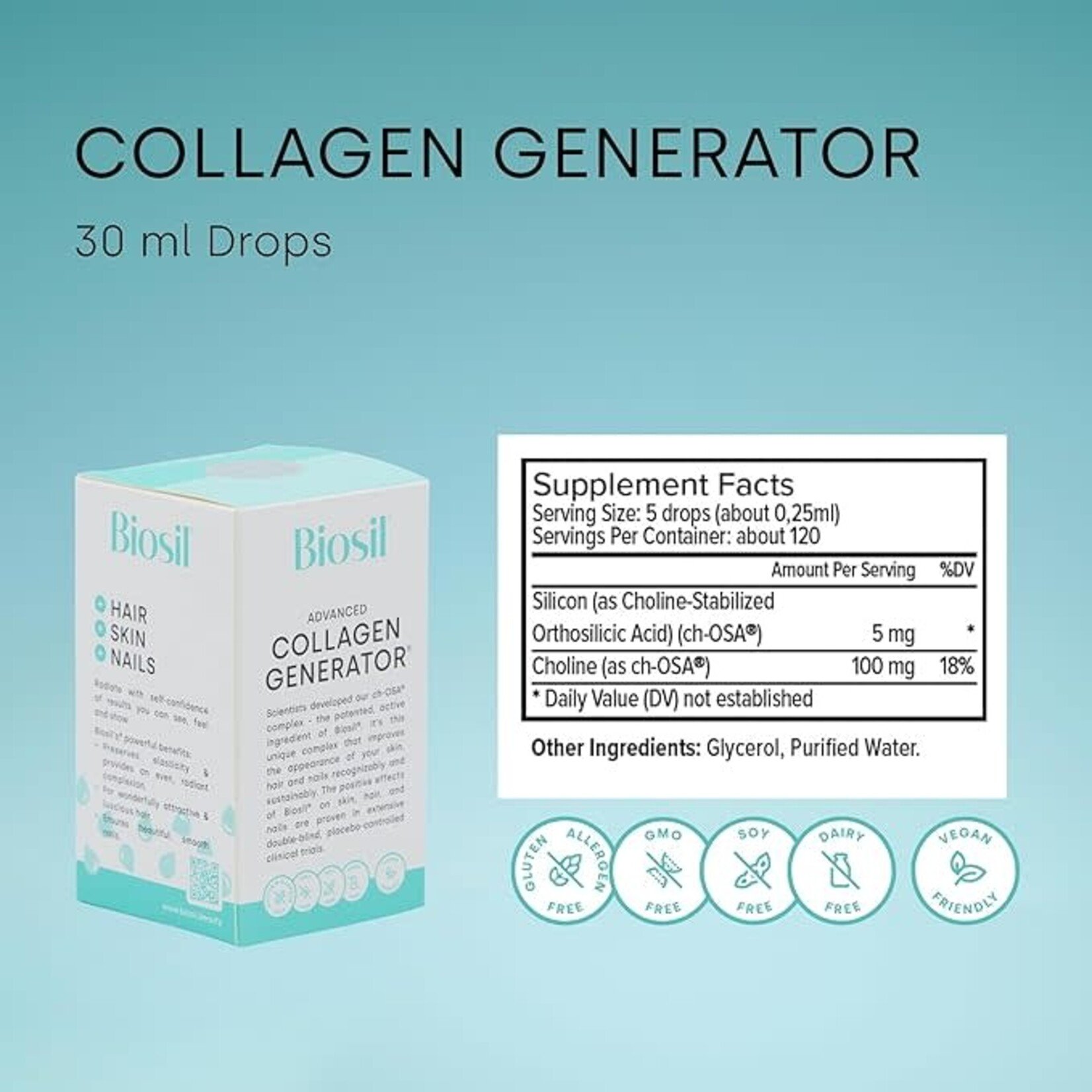 Natural Factors Collagen Generator ch-OSA 30ml NF Liq Biosil *sale*