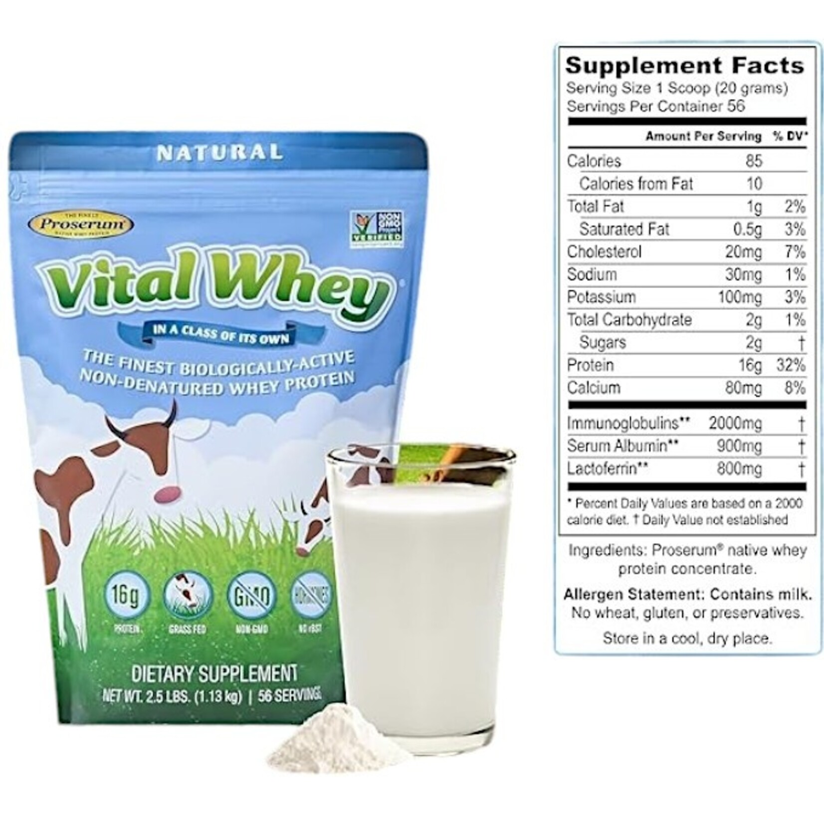 Well Wisdom Vital Whey Natural 2.5 lb 56 srvngs Well Wisdom