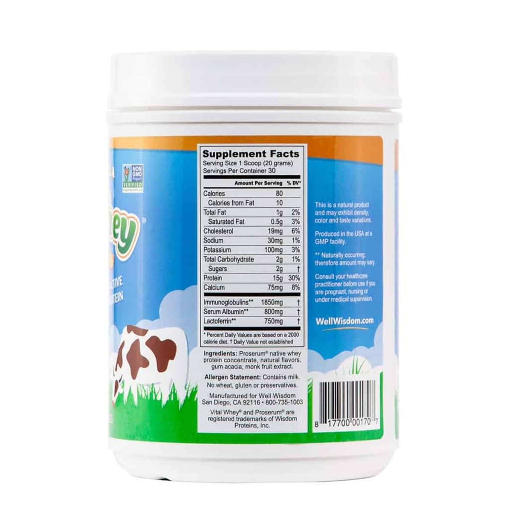Well Wisdom Vital Whey Natural Vanilla 21 oz 30 servings Well Wisdom