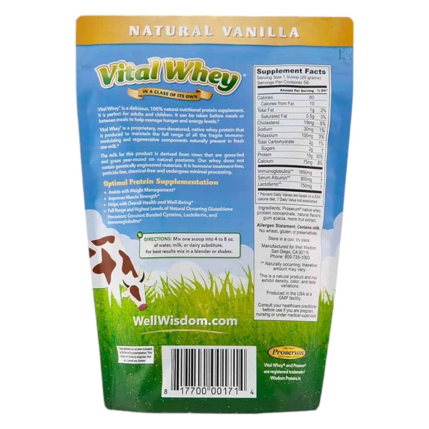 Well Wisdom Vital Whey Natural Vanilla 2.5 lb Well Wisdom