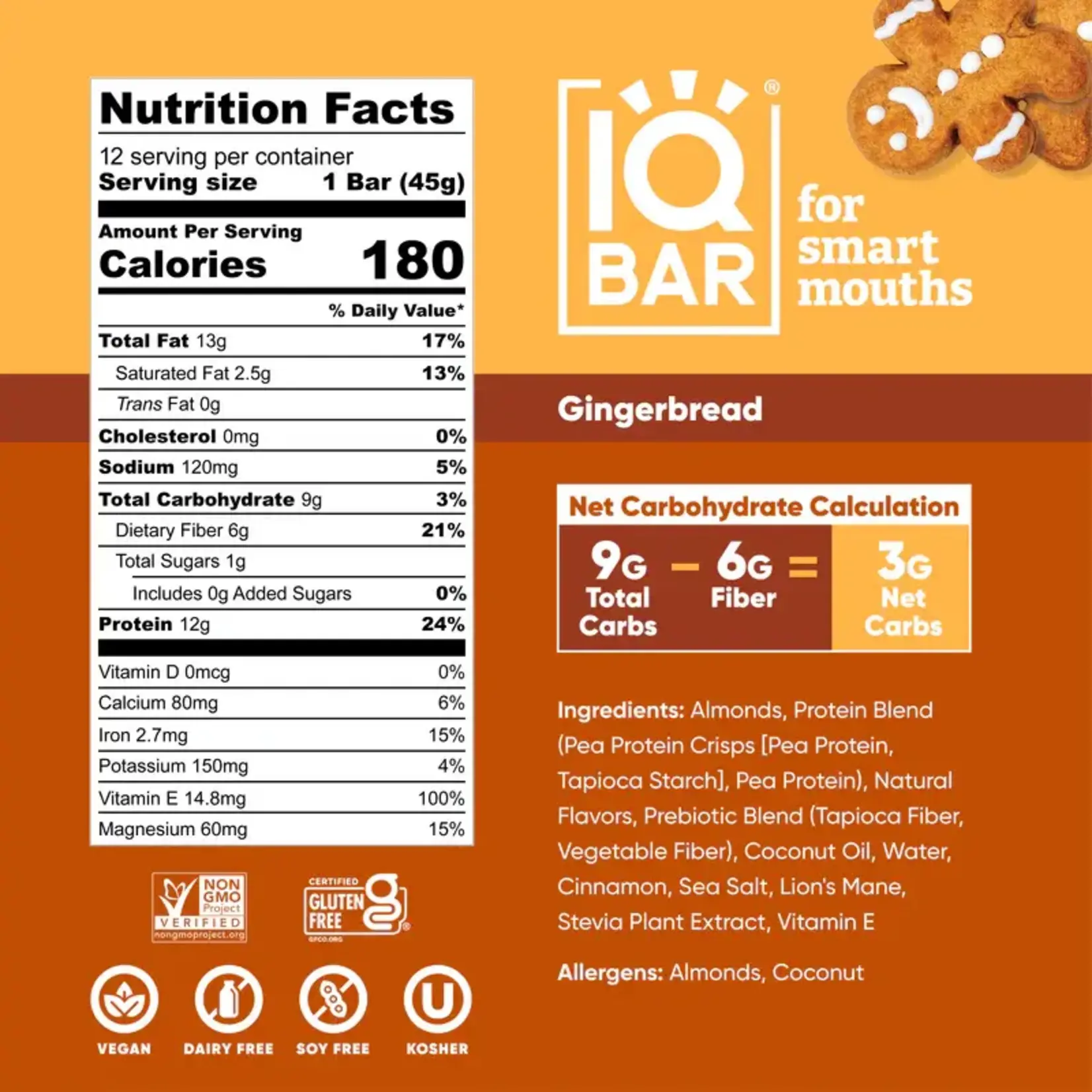 IQ Bar Gingerbread Box (12 bars) IQ Bar