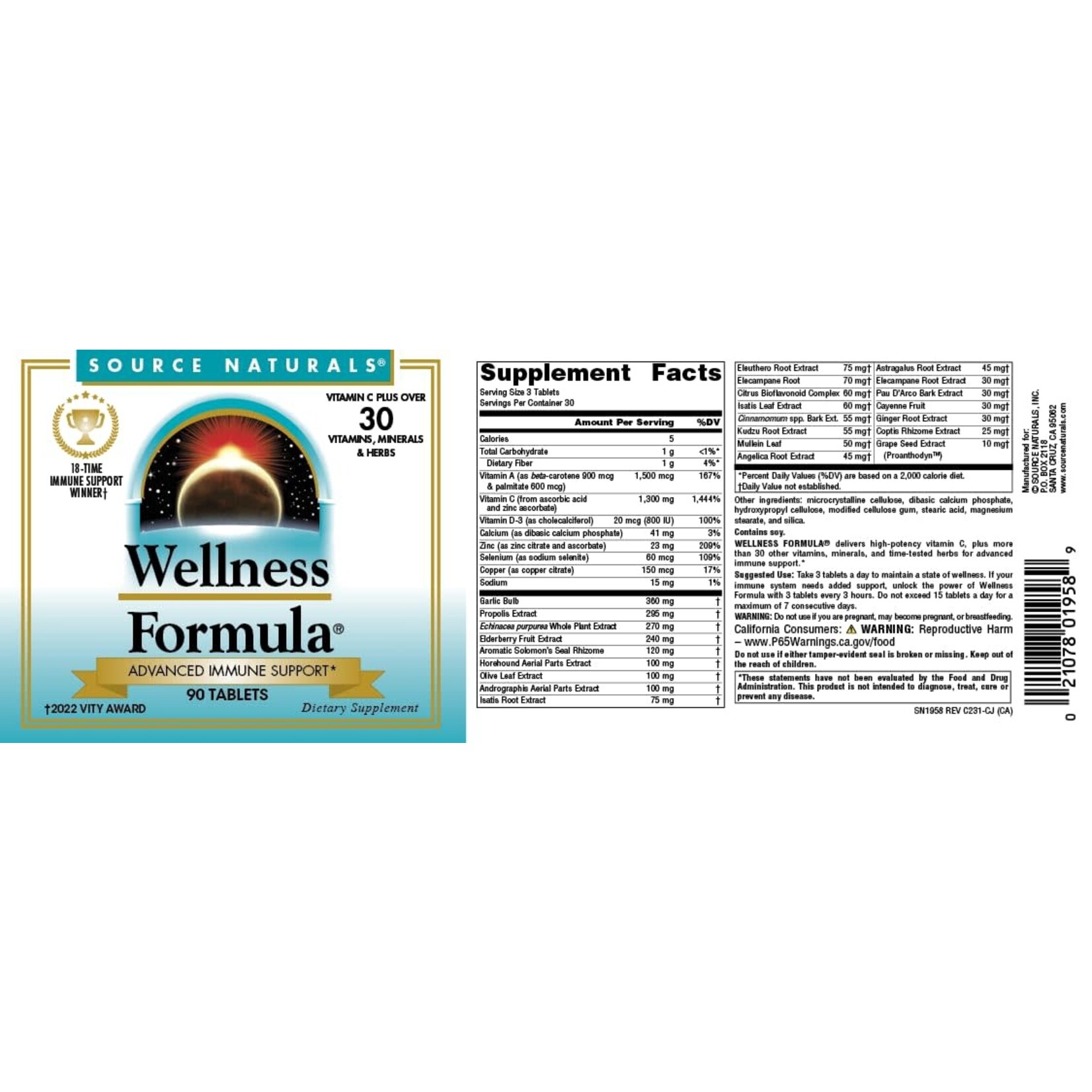 Source Naturals Wellness Formula 120c Source Naturals