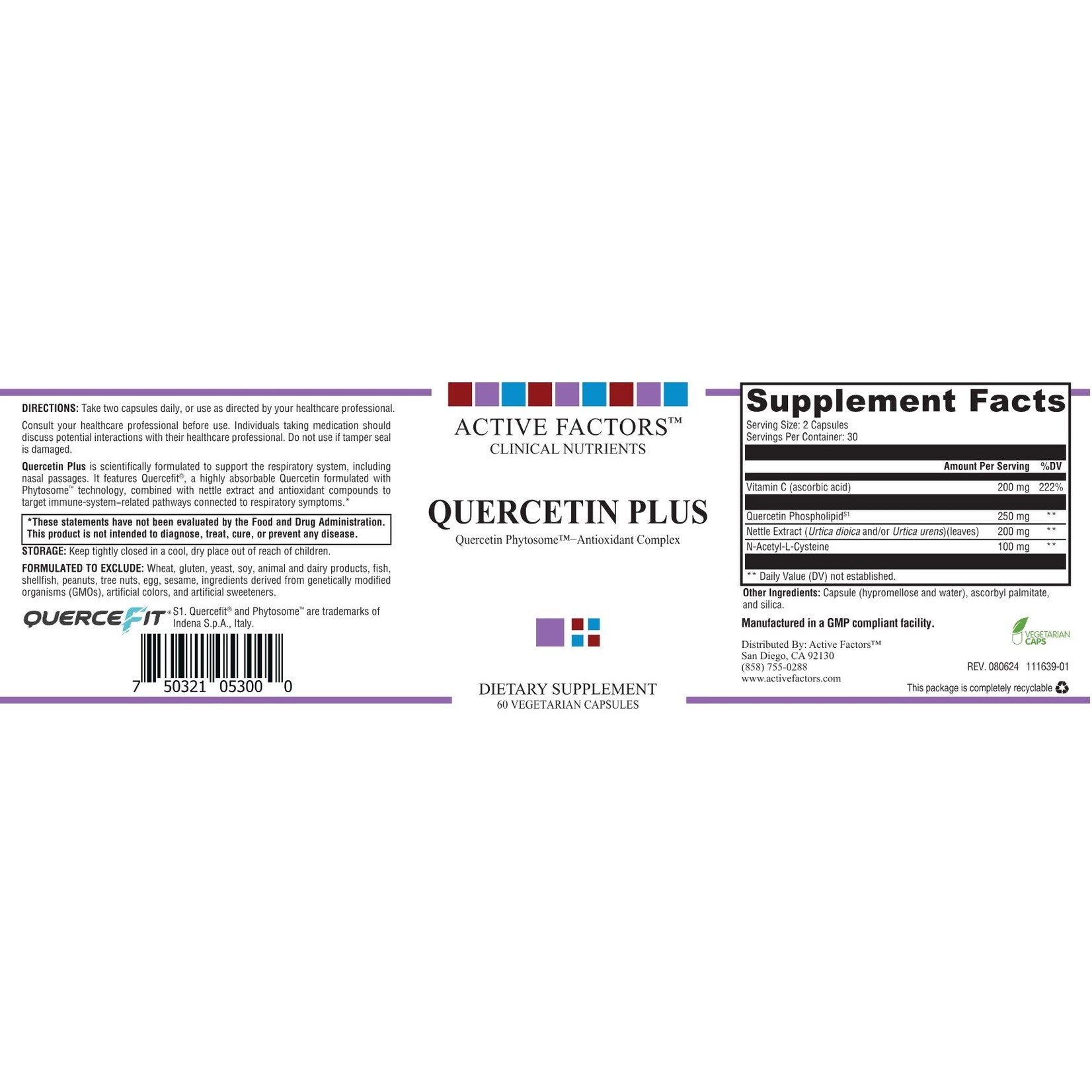 Active Factors Quercetin Plus 60c Active Factors