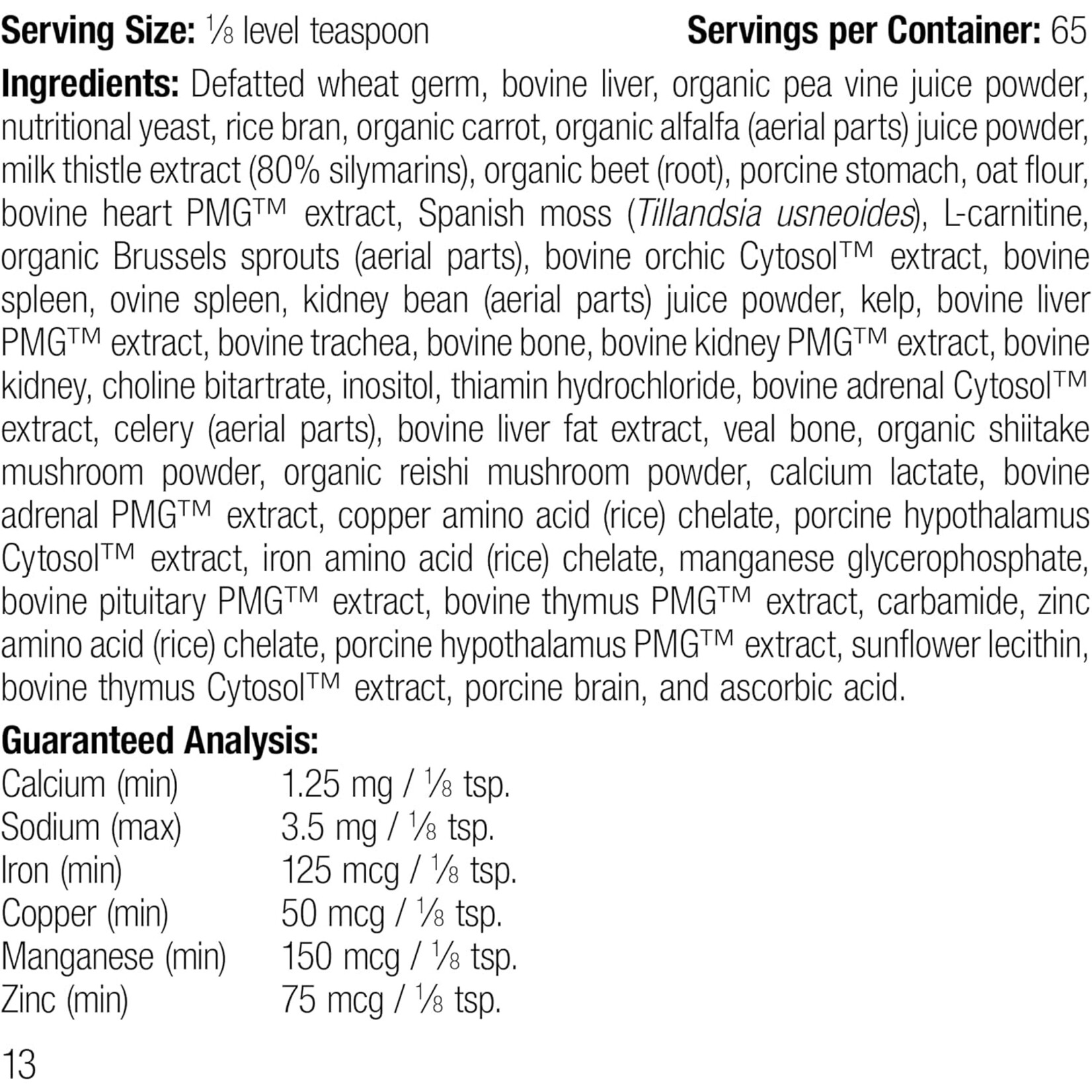 Canine Whole Body Support 25g Standard Process