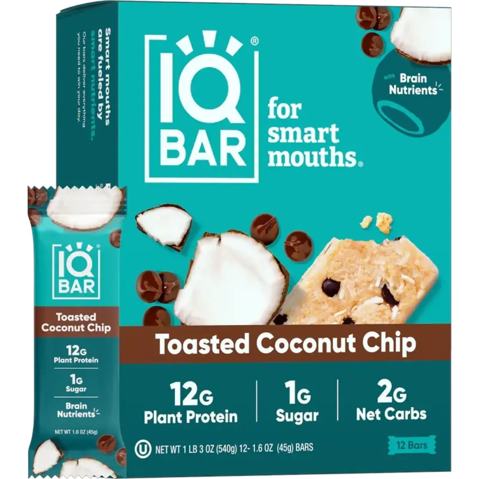 IQ Bar Toasted Coconut Chip Box (12 bars) IQ Bar