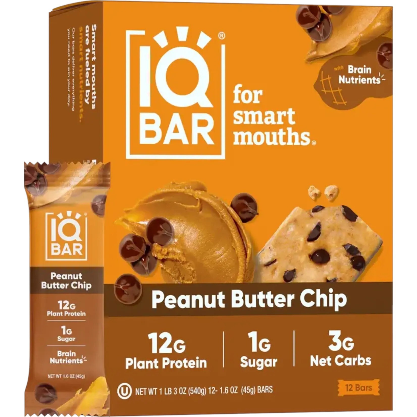 IQ Bar Peanut Butter Chip Box (12 bars) IQ