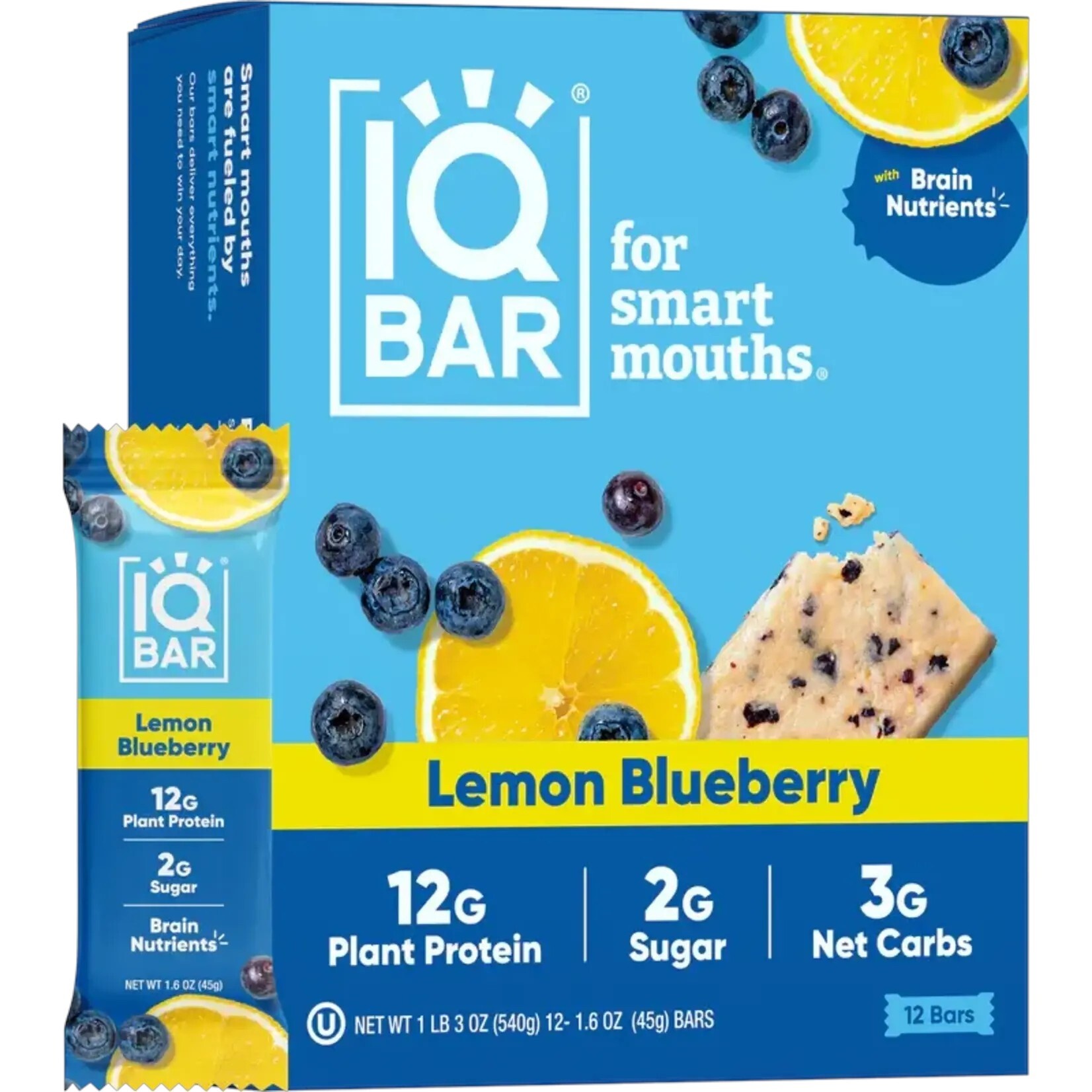 IQ Bar Lemon Blueberry Box (12 bars) IQ Bar