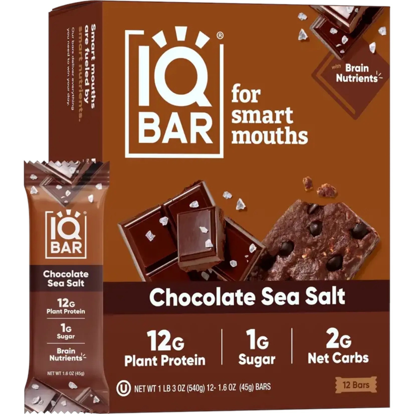 IQ Bar Chocolate Sea Salt Box (12 bars) IQ Bar