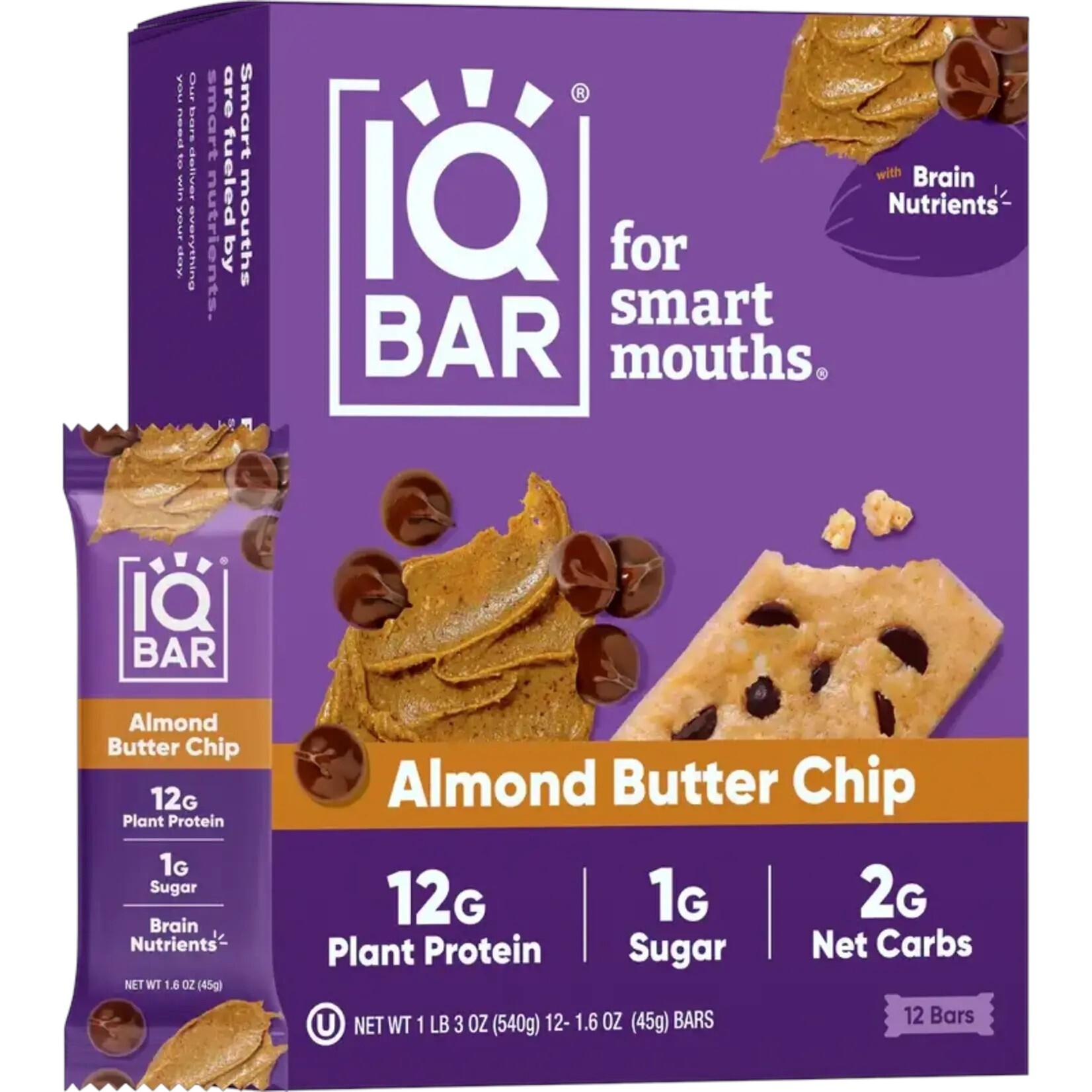 IQ Bar Almond Butter Chip Box (12 bars) IQ Bar