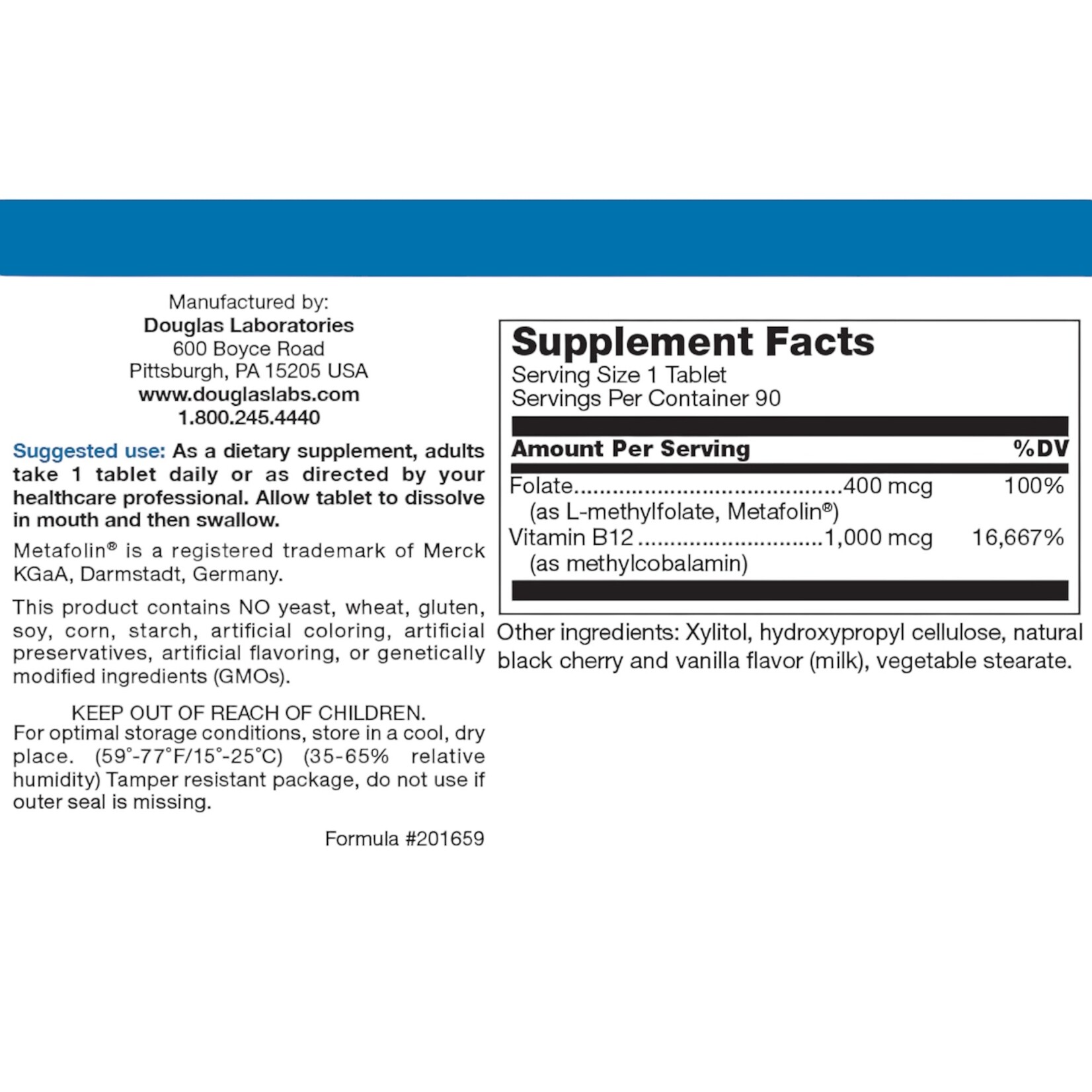 Douglas Laboratories Methyl B12 Plus 90lozenges Douglas Laboratories
