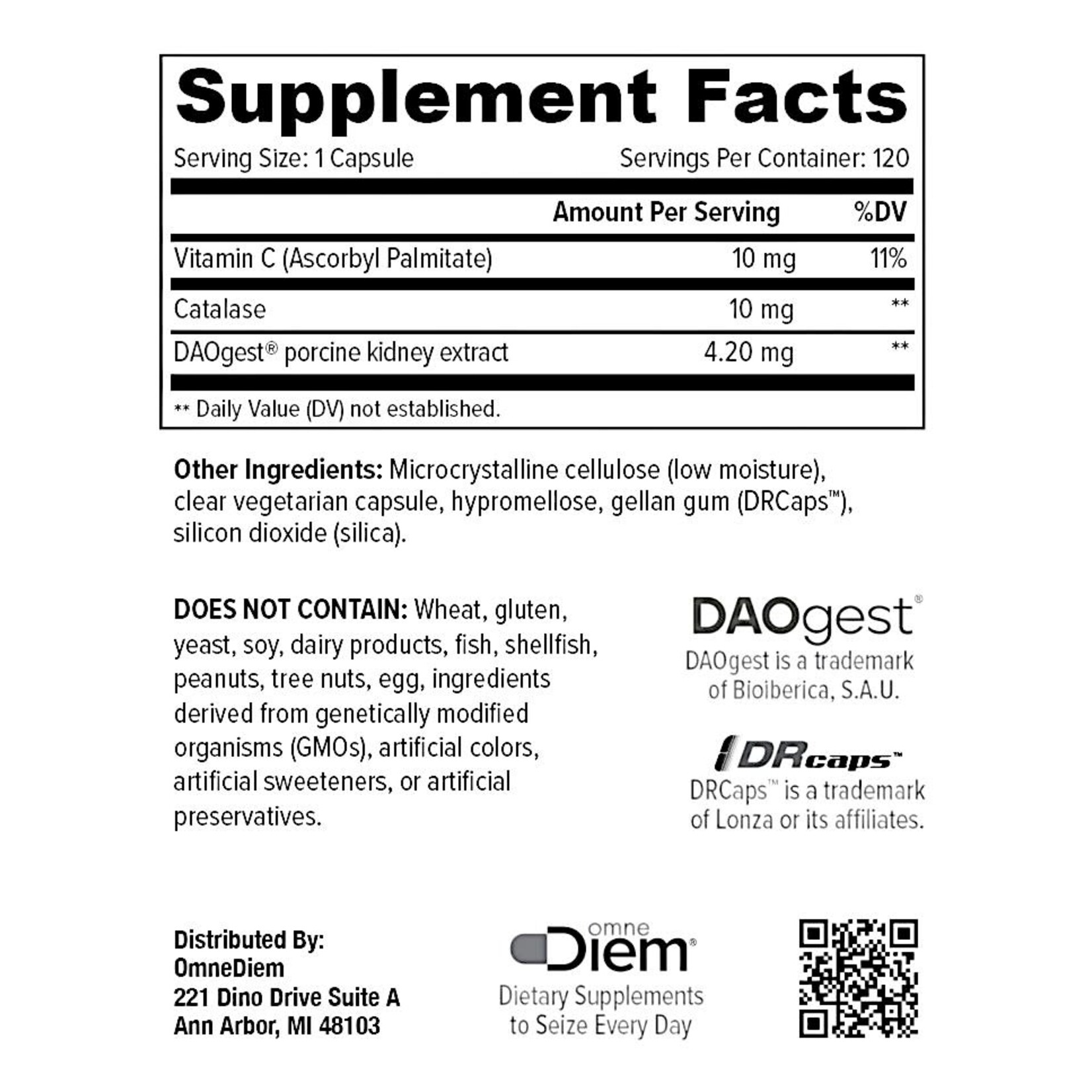 Diem Labs Histamine Digest 120c Diem Labs