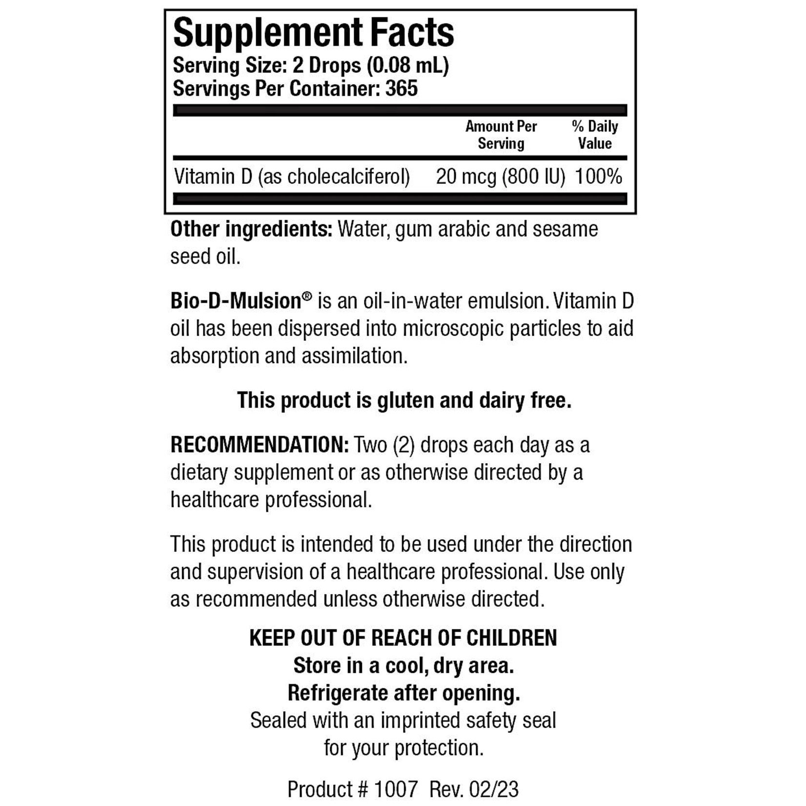 Biotics Research Bio-D-Mulsion 400iu 1oz Biotics Research