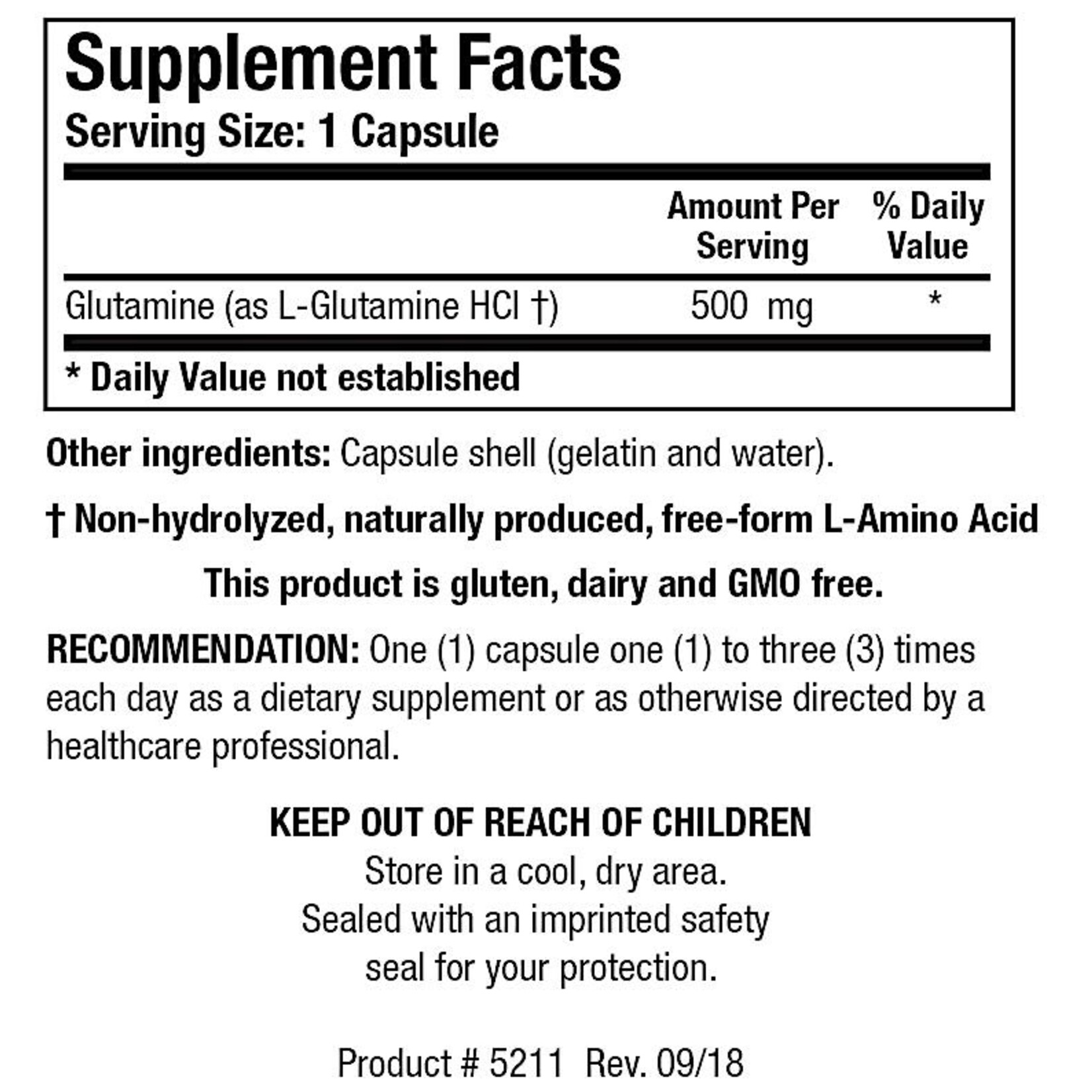 Biotics Research L-Glutamine 500mg 180c Biotics Research