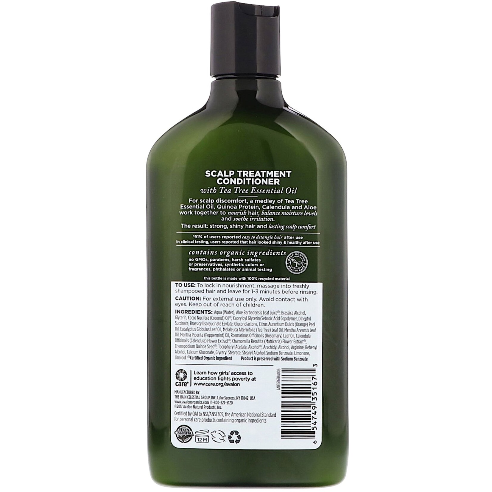 Avalon Organics Scalp Treatment Tea Tree Conditioner 11oz Avalon Organics