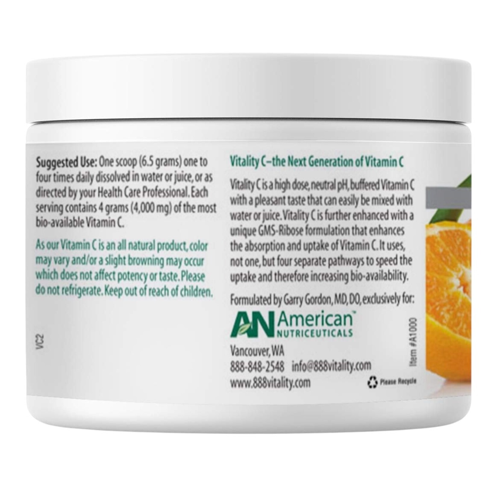 American Nutriceuticals Vitality-C 200g American Nutriceuticals