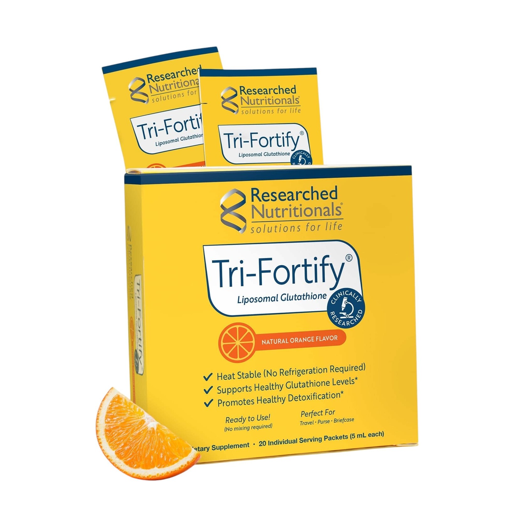 Researched Nutritionals Tri-Fortify Liposomal Glutathione 20packets Orange Researched Nutritionals