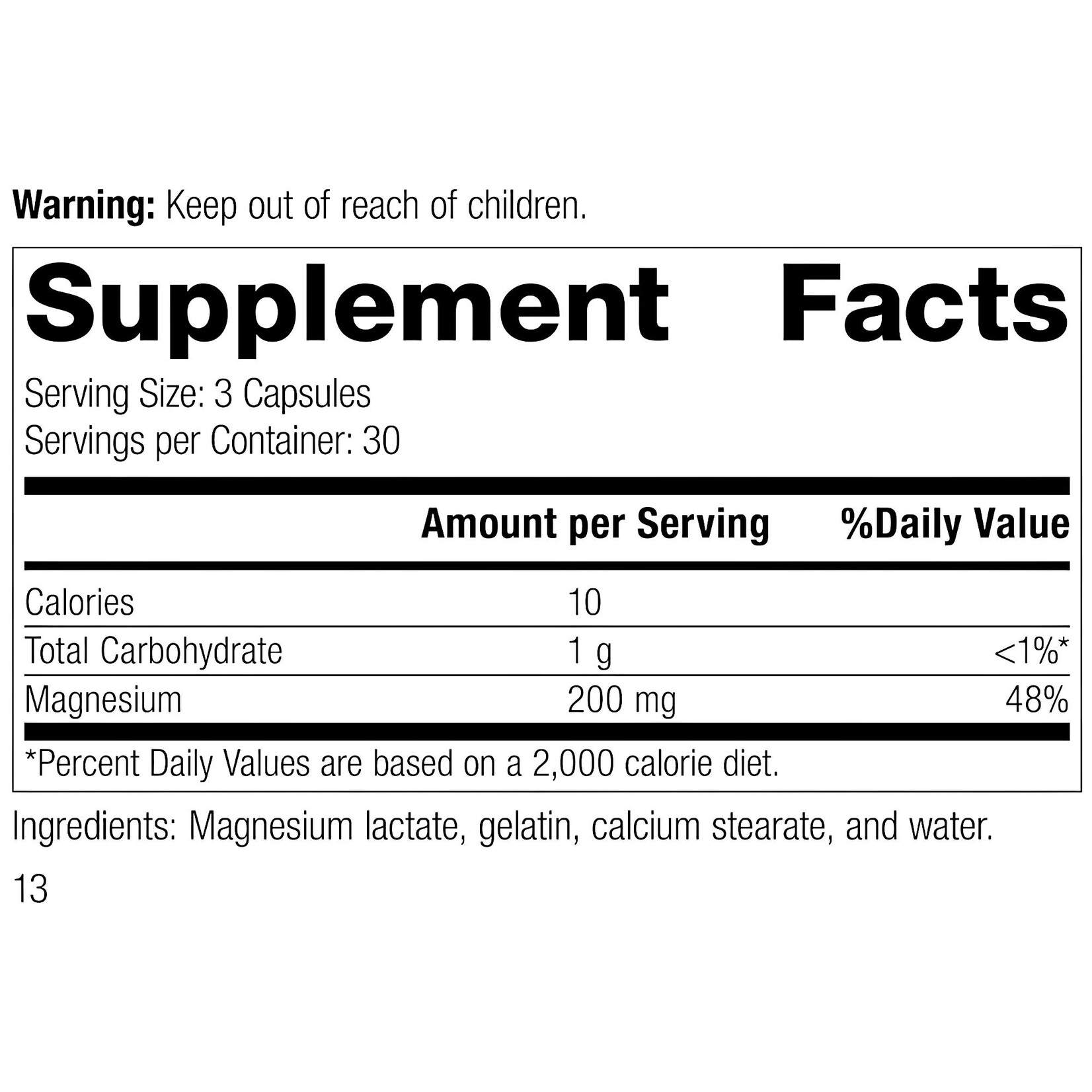 Magnesium Lactate 210mg 90c Standard Process