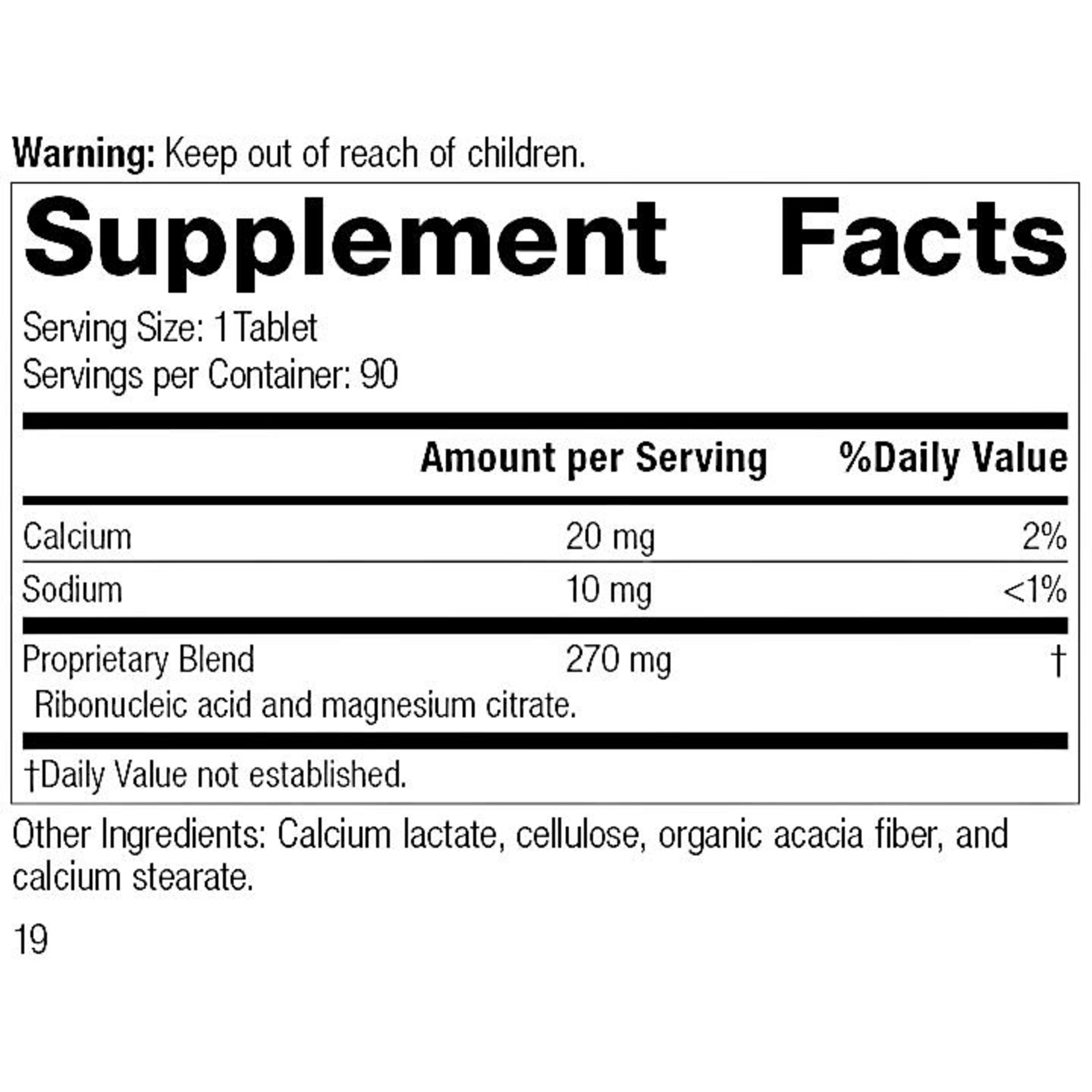 Ribonucleic Acid  RNA 90t Standard Process