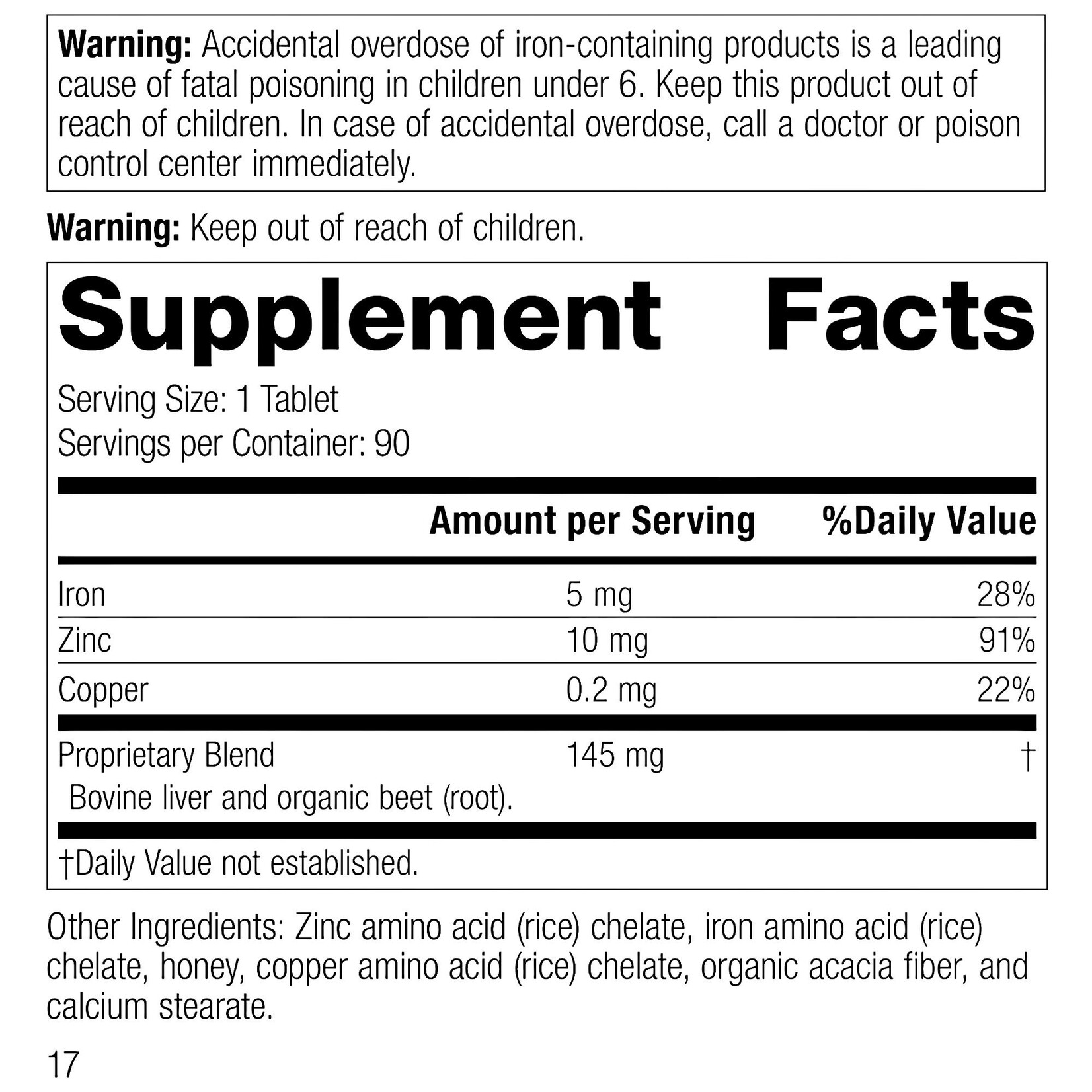 Zinc Complex (formerly known as Chezyn) 90t Standard Process