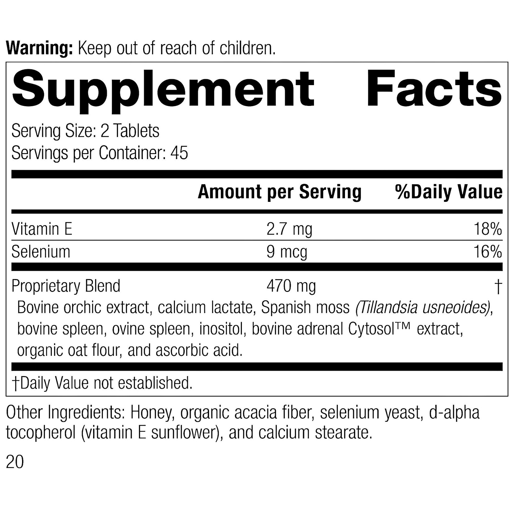 Cataplex E2 90t Standard Process