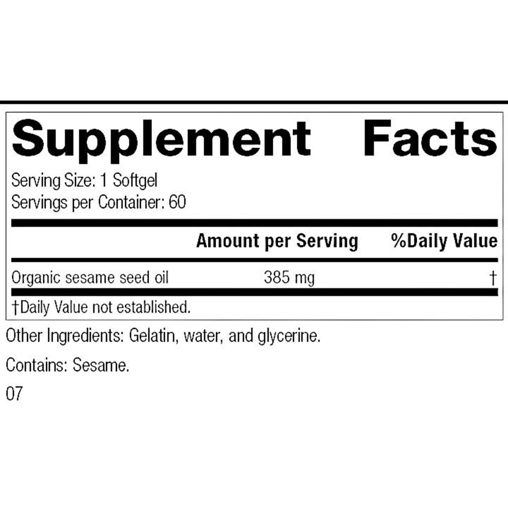 Sesame Seed Oil 60c Standard Process