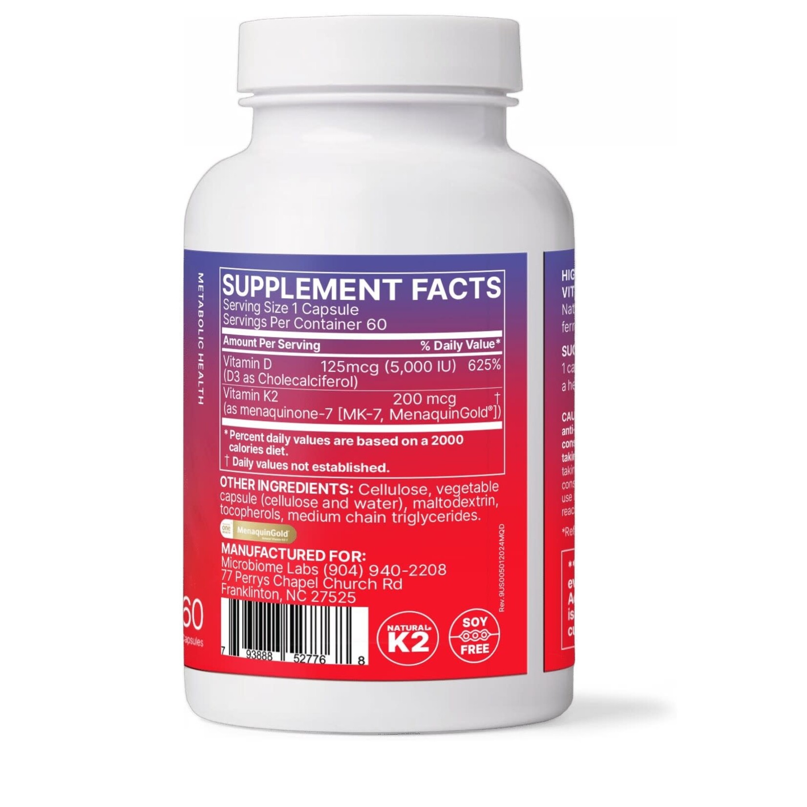 Microbiome Labs MegaQuin K2 + D3 60c Microbiome Labs