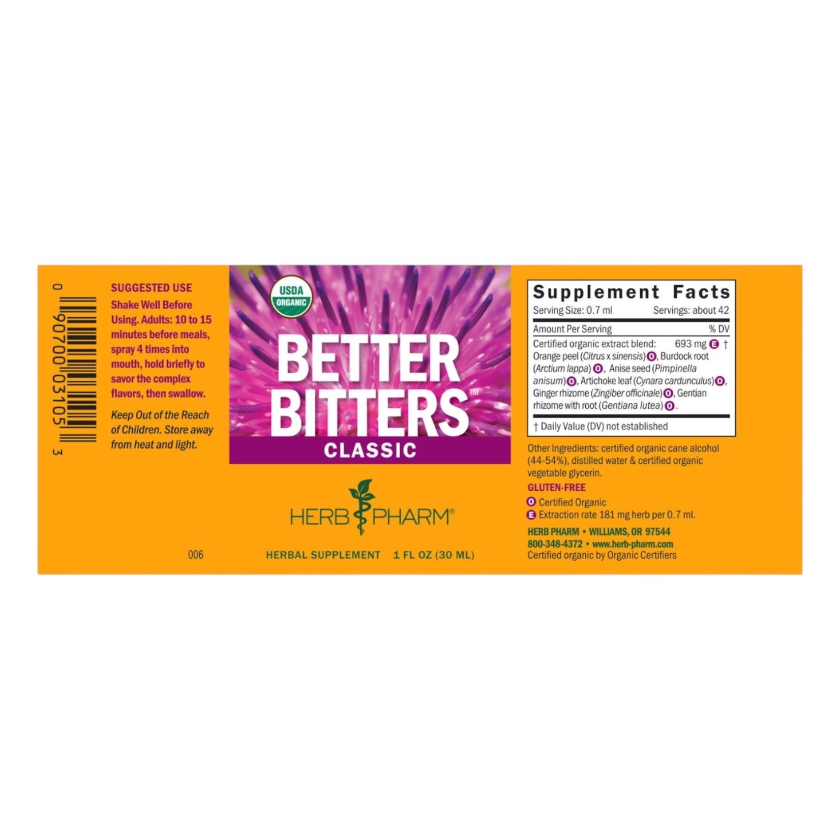 Herb Pharm Better Bitters 1oz. Herb Pharm
