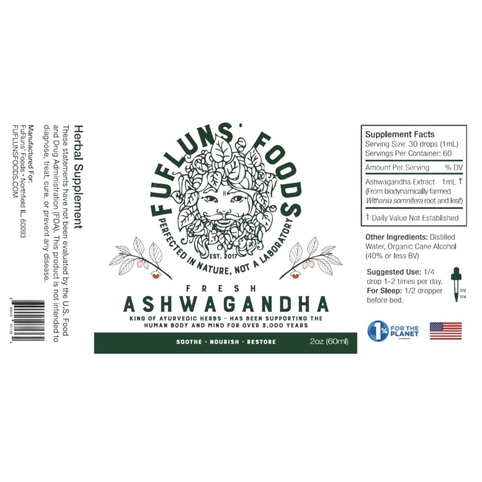 Fufluns Foods Ashwagandha Tincture 2oz Fufluns Foods