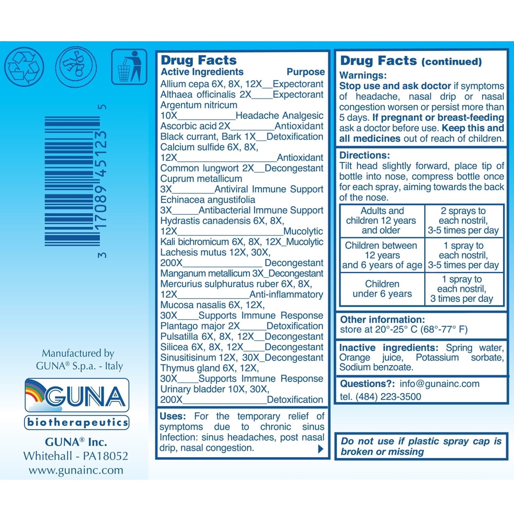 GUNA Guna-Sinus Nose Spray 30ml Guna
