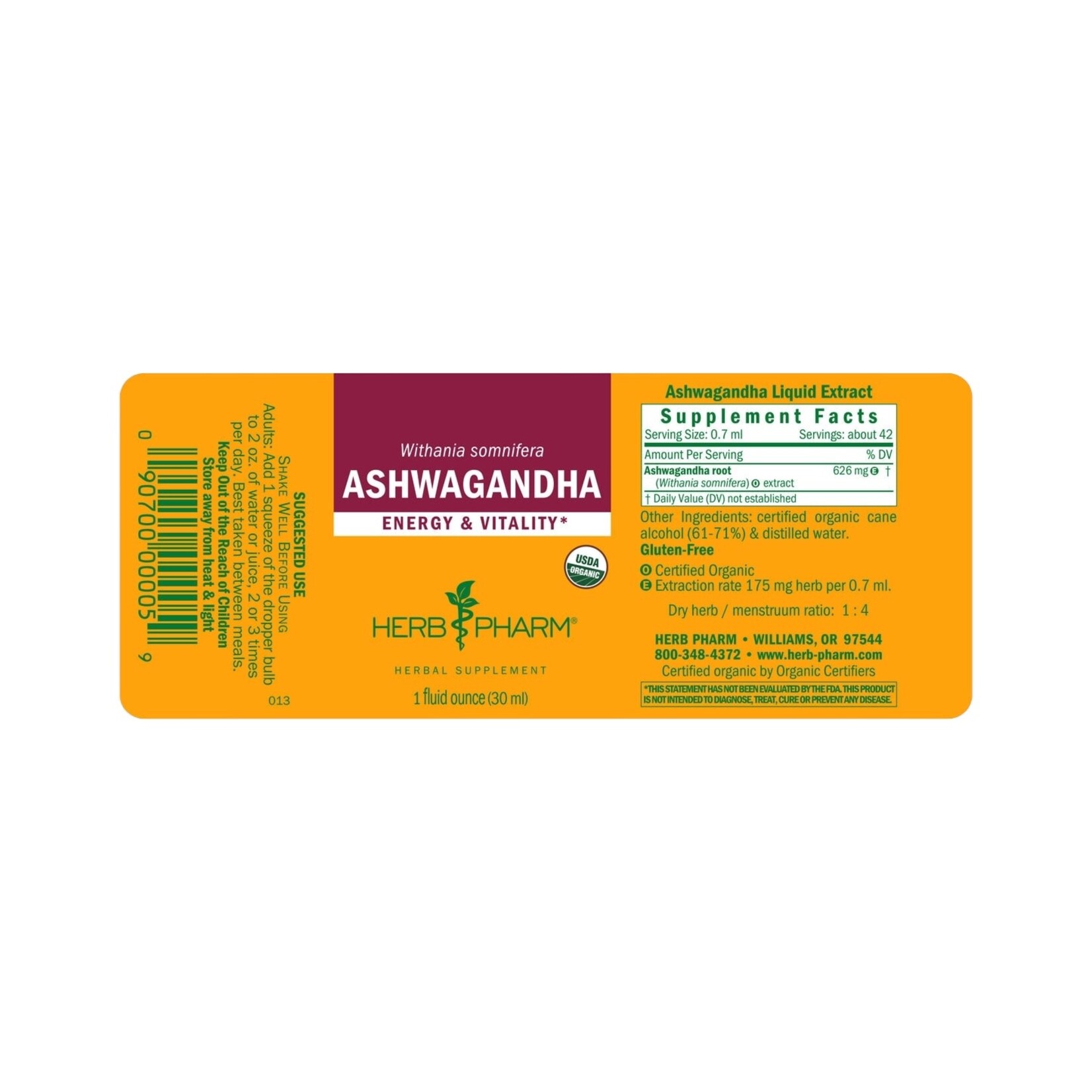 Herb Pharm Ashwagandha 1oz Herb Pharm
