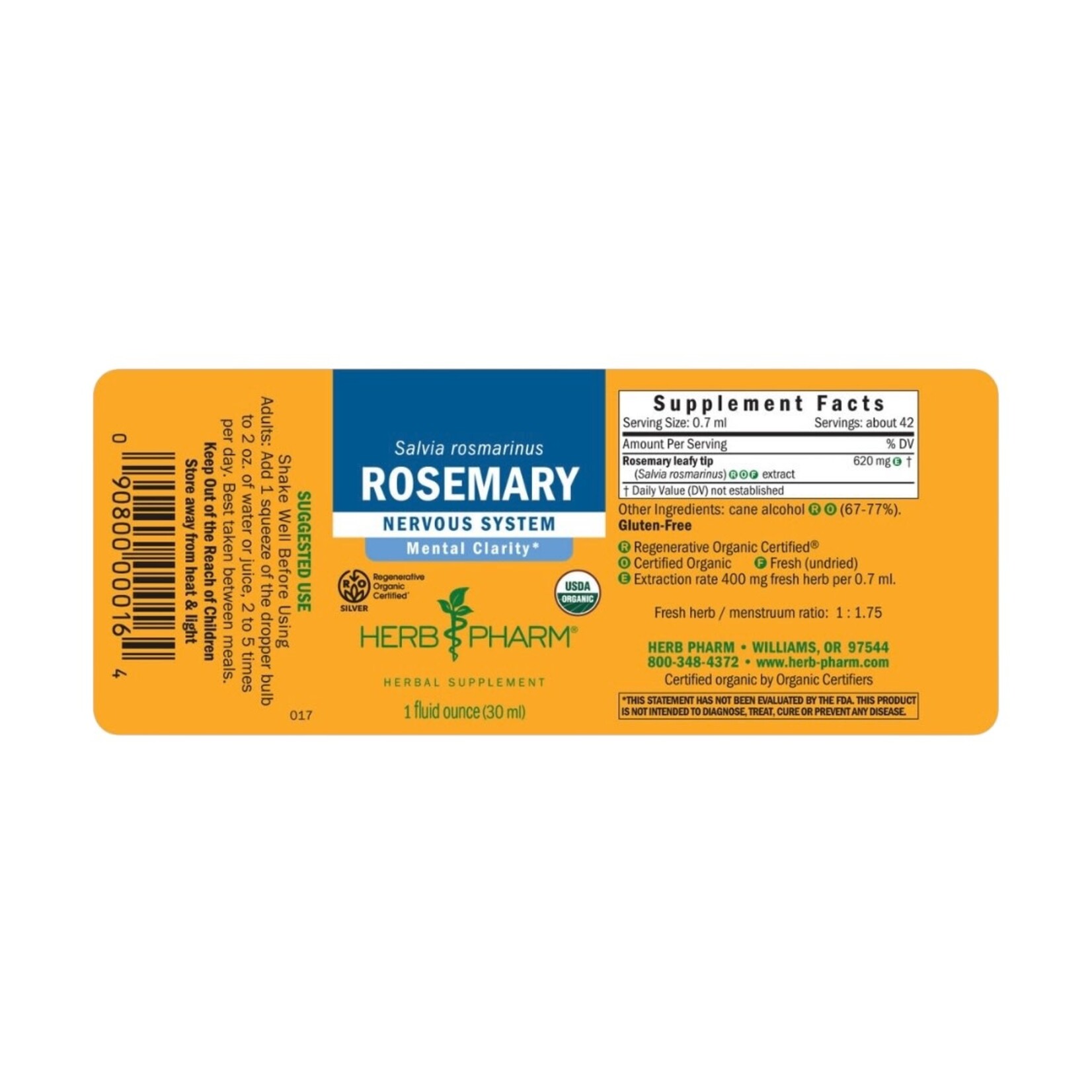 Herb Pharm Rosemary 1 oz Herb Pharm
