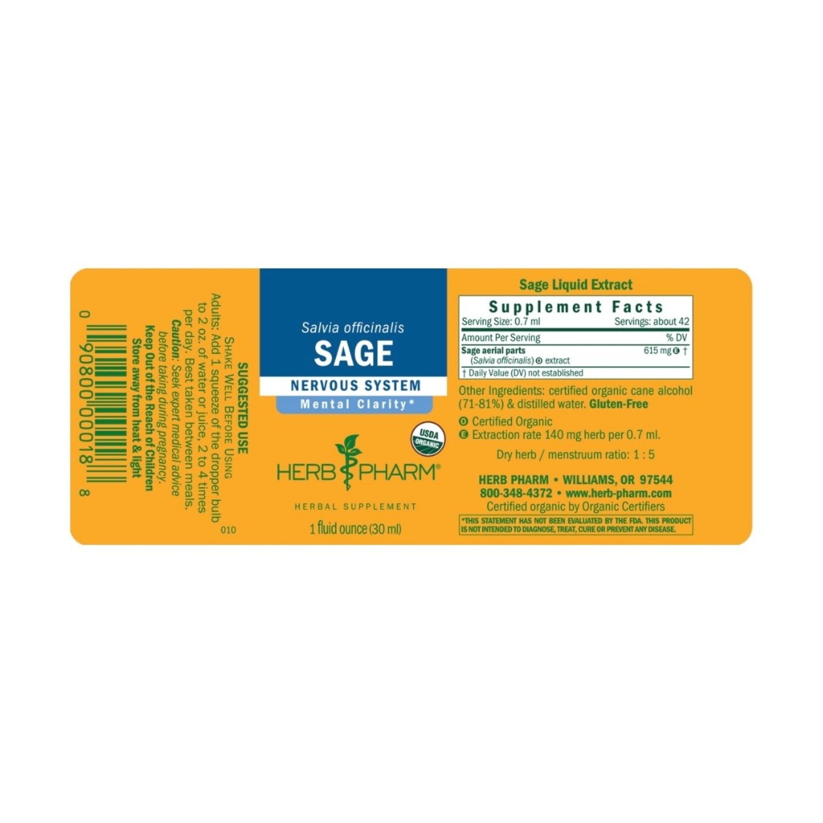 Herb Pharm Sage 1oz Herb Pharm
