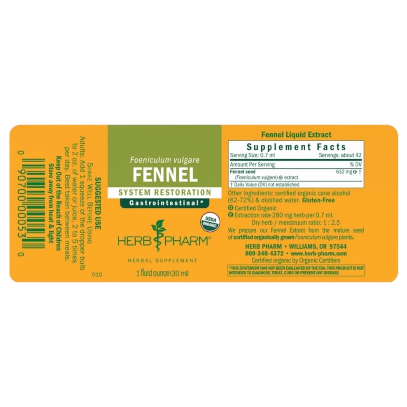 Herb Pharm Fennel 1 oz Herb Pharm