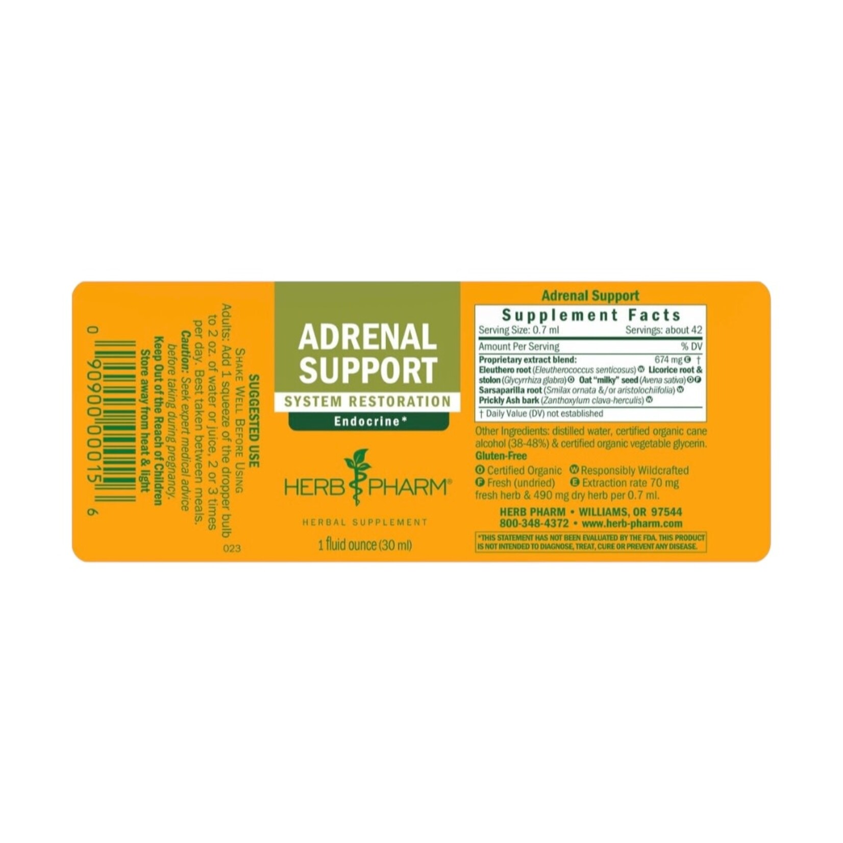 Herb Pharm Adrenal Support Tonic Compound 1 oz Herb Pharm
