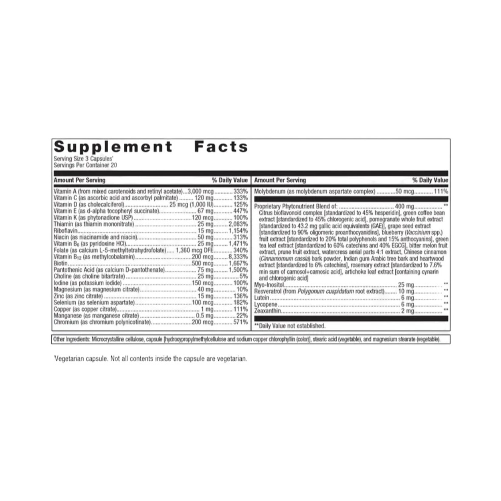 Metagenics PhytoMulti no Iron 60 Capsules Metagenics