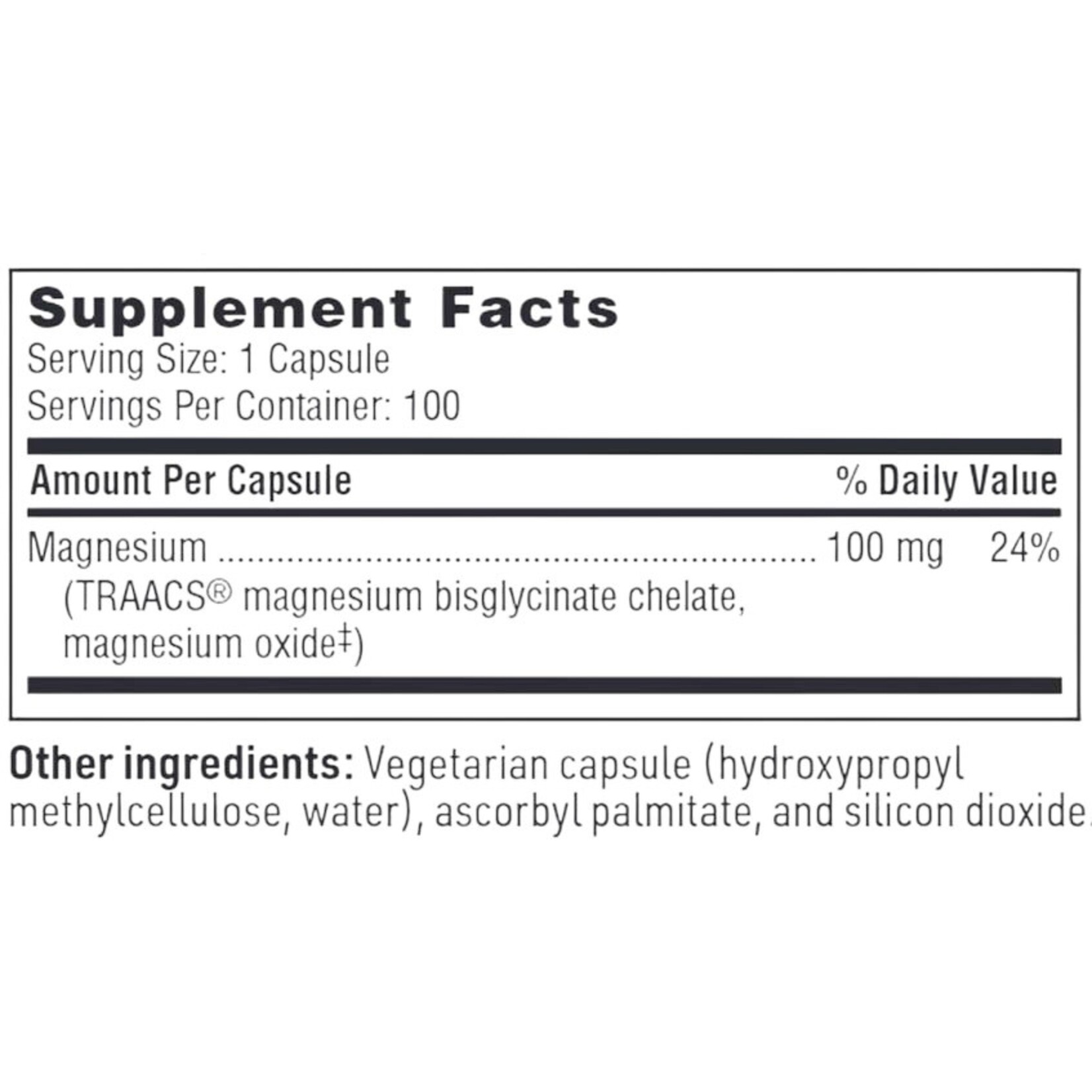 SFI Health (formerly Klaire Labs) Magnesium Glycinate Complex 100mg 100c Klaire Labs