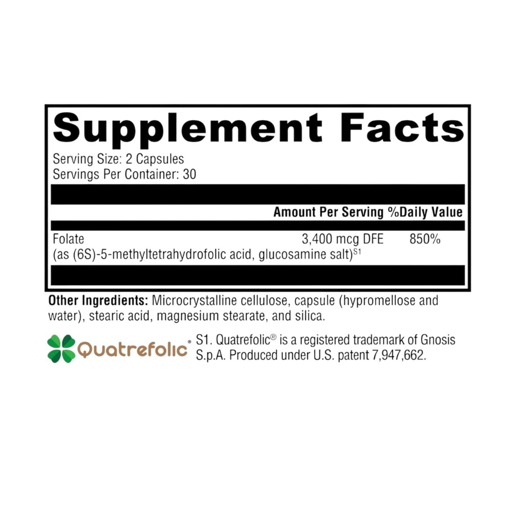 Xymogen 5-MTHF Quatrefolic 3400mcg 60cap Xymogen