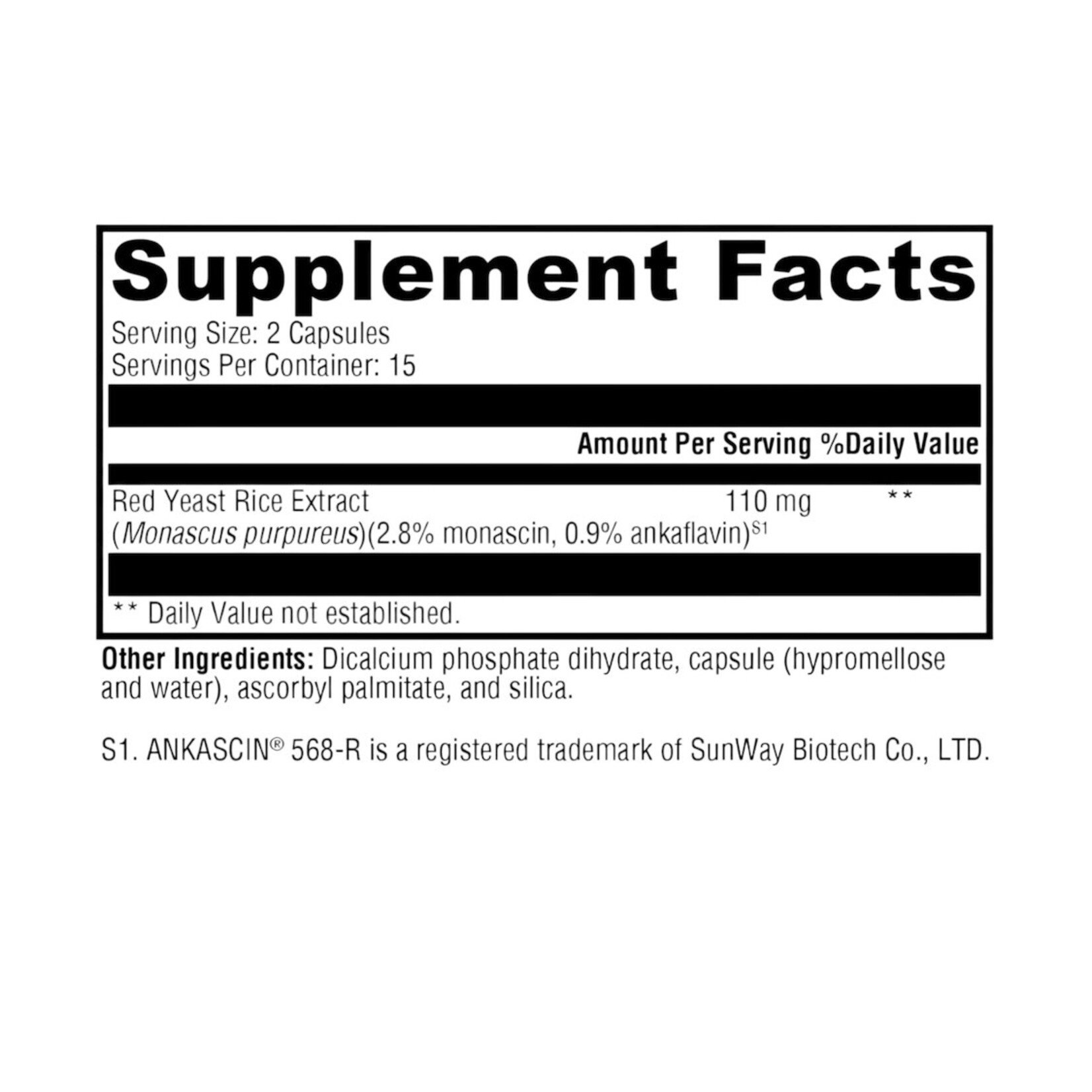 Xymogen Red Yeast Rice 110mg 30c Xymogen