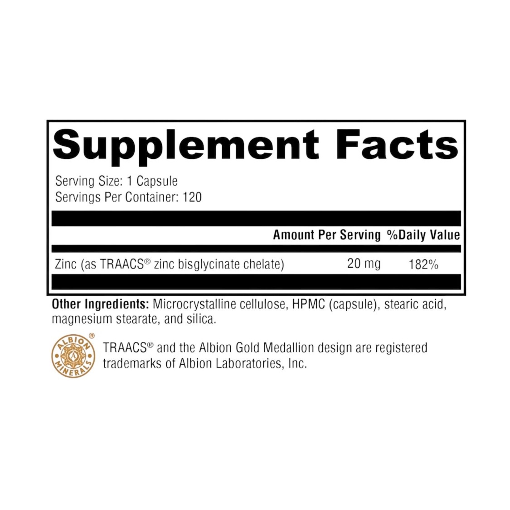 Xymogen Zinc Glycinate 120ct 20mg Xymogen