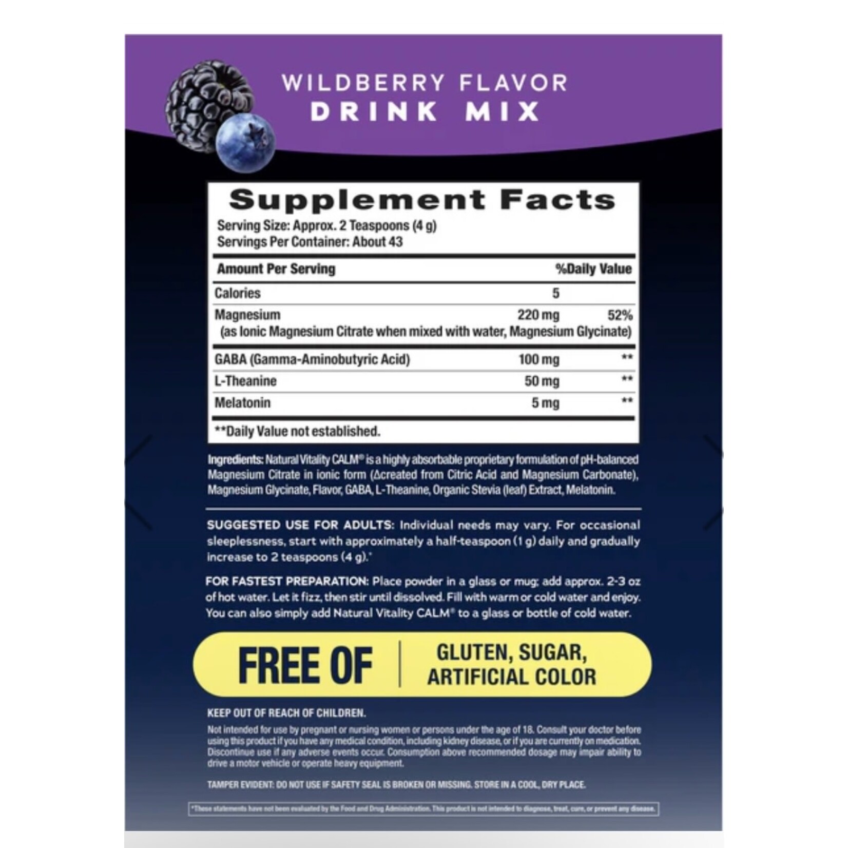 Natural Vitality Calm Sleep MixBerry 16oz Natural Vitality