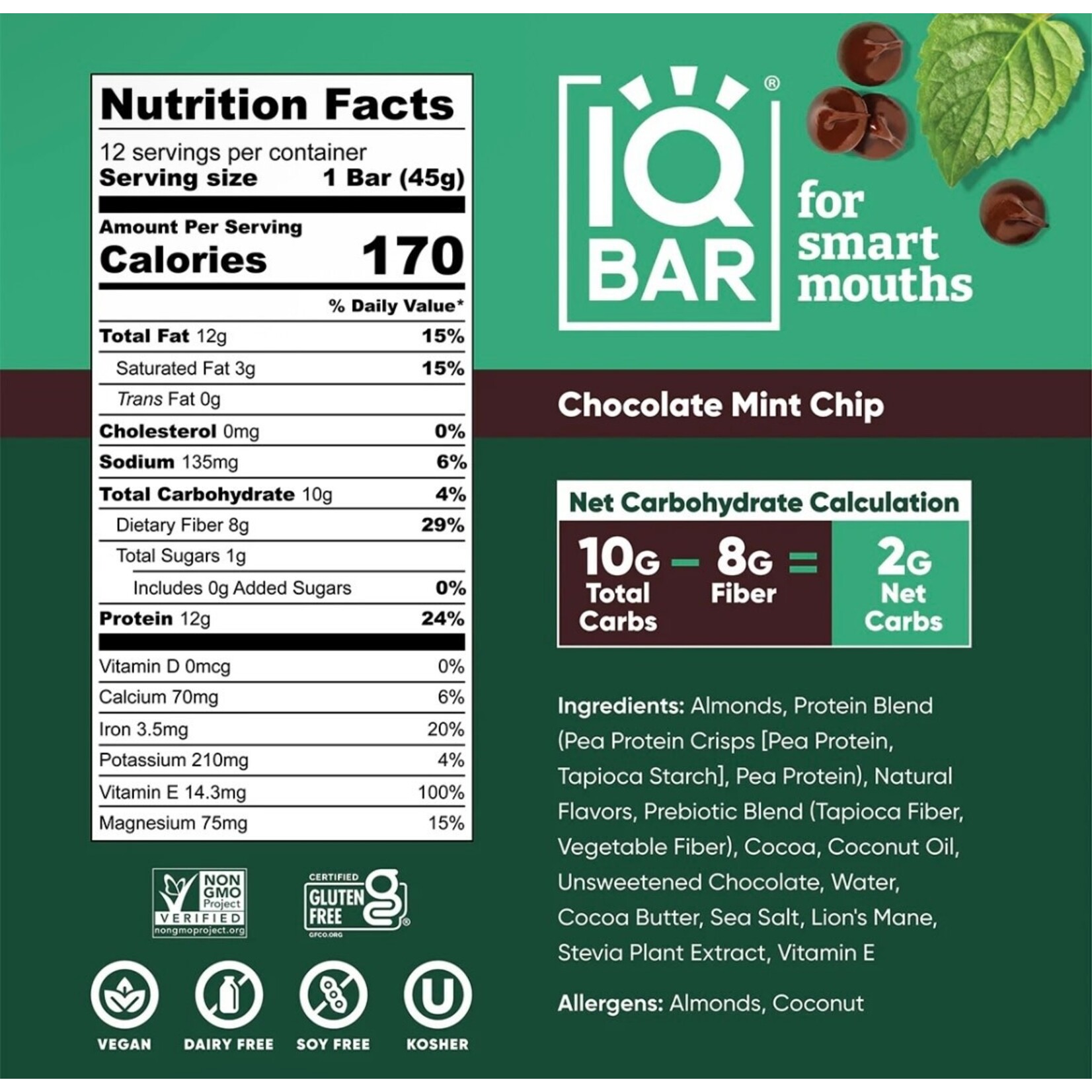 IQ Bar Chocolate Mint Chip IQ bar