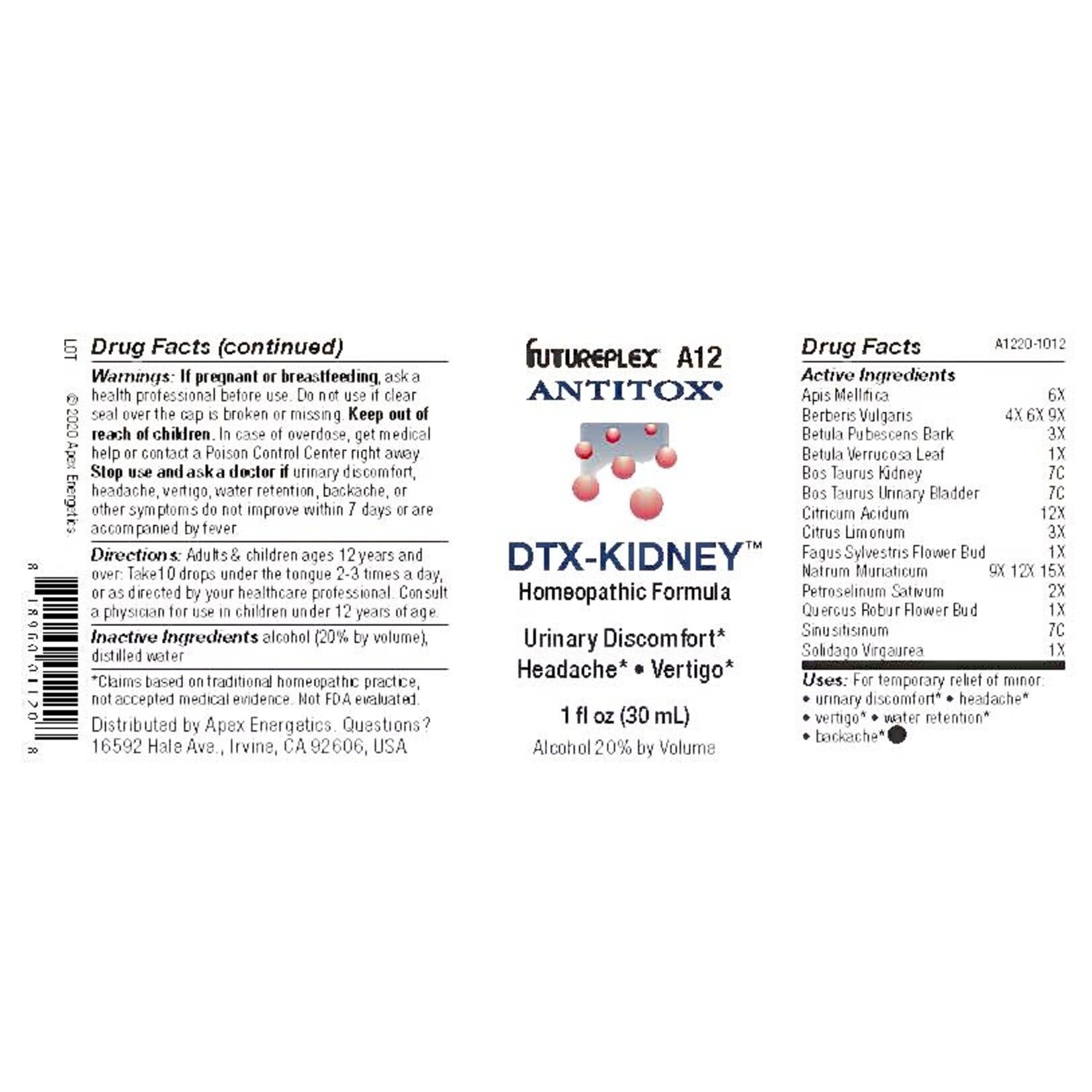 Apex Energetics DTX-Kidney 1oz Apex