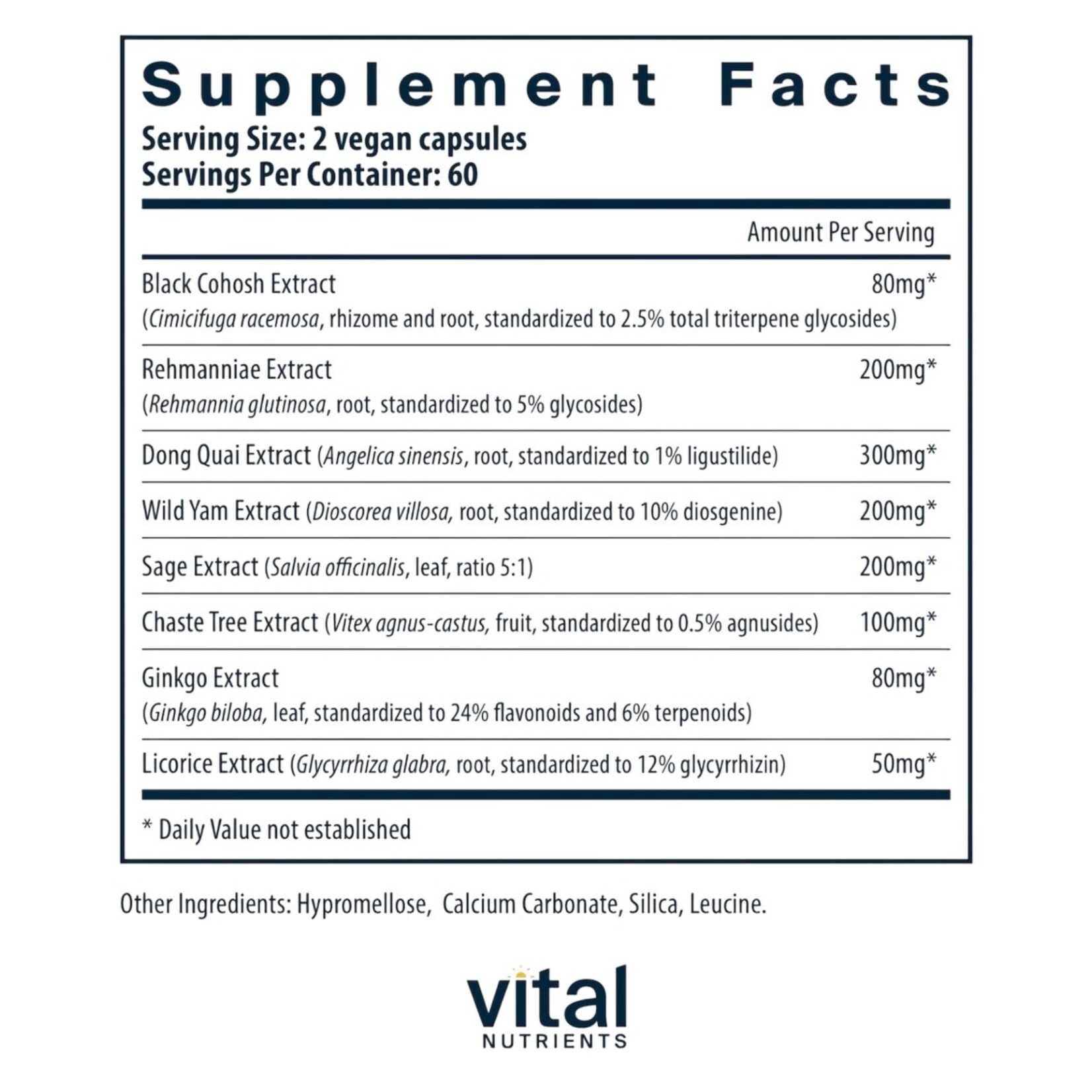 Vital Nutrients Menopause Support 120c Vital Nutrients CA ONLY