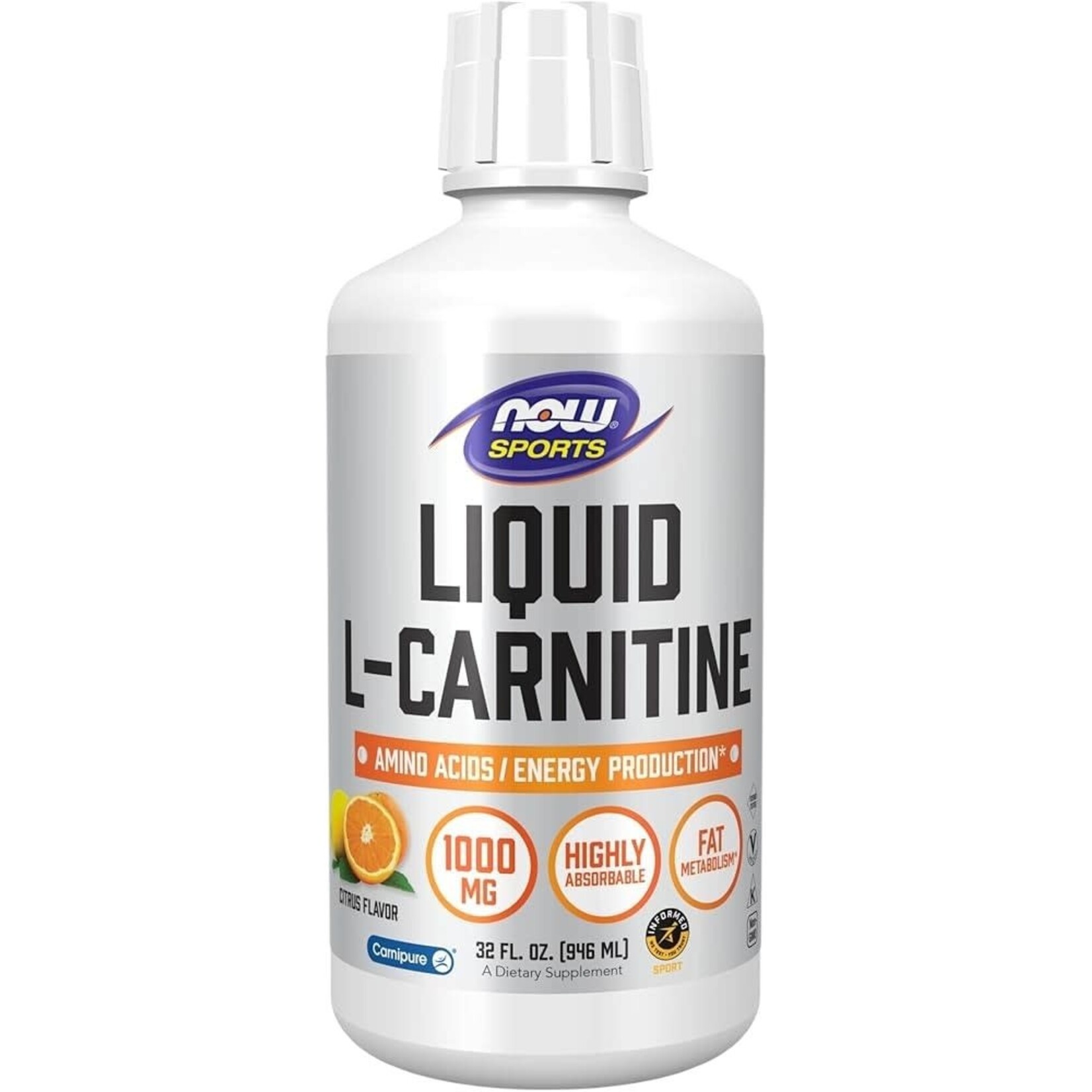 NOW L- Carnitine 1000mg liquid 32oz Citrus NOW
