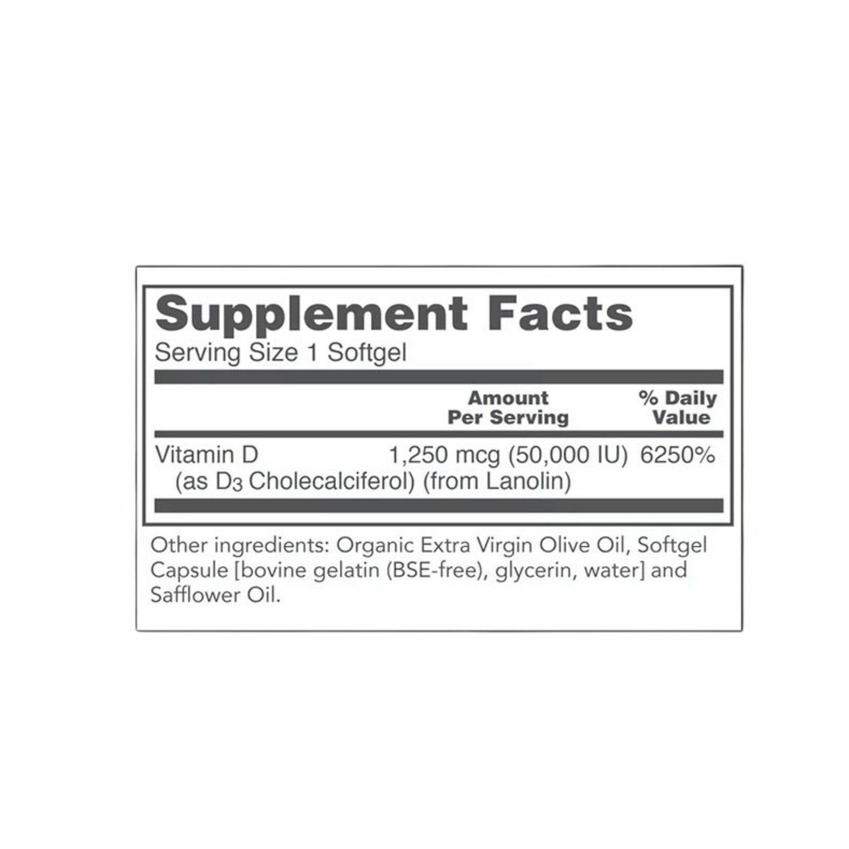 Protocol For Life Vitamin D3 50000IU 50c Protocol