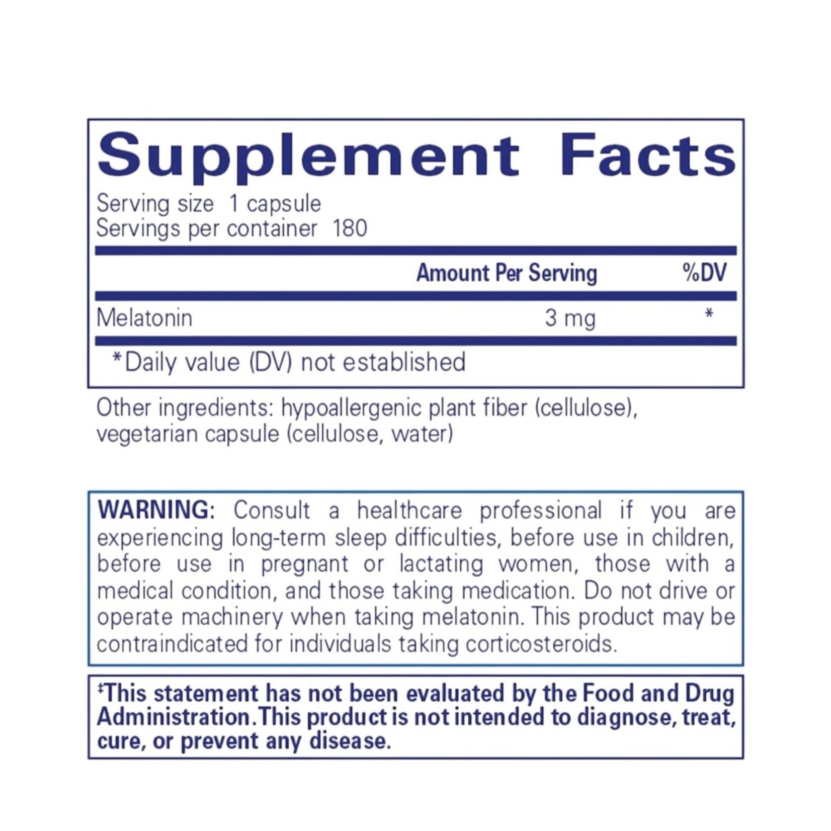 Pure Encapsulations Melatonin 3mg 180c Pure Encapsulations