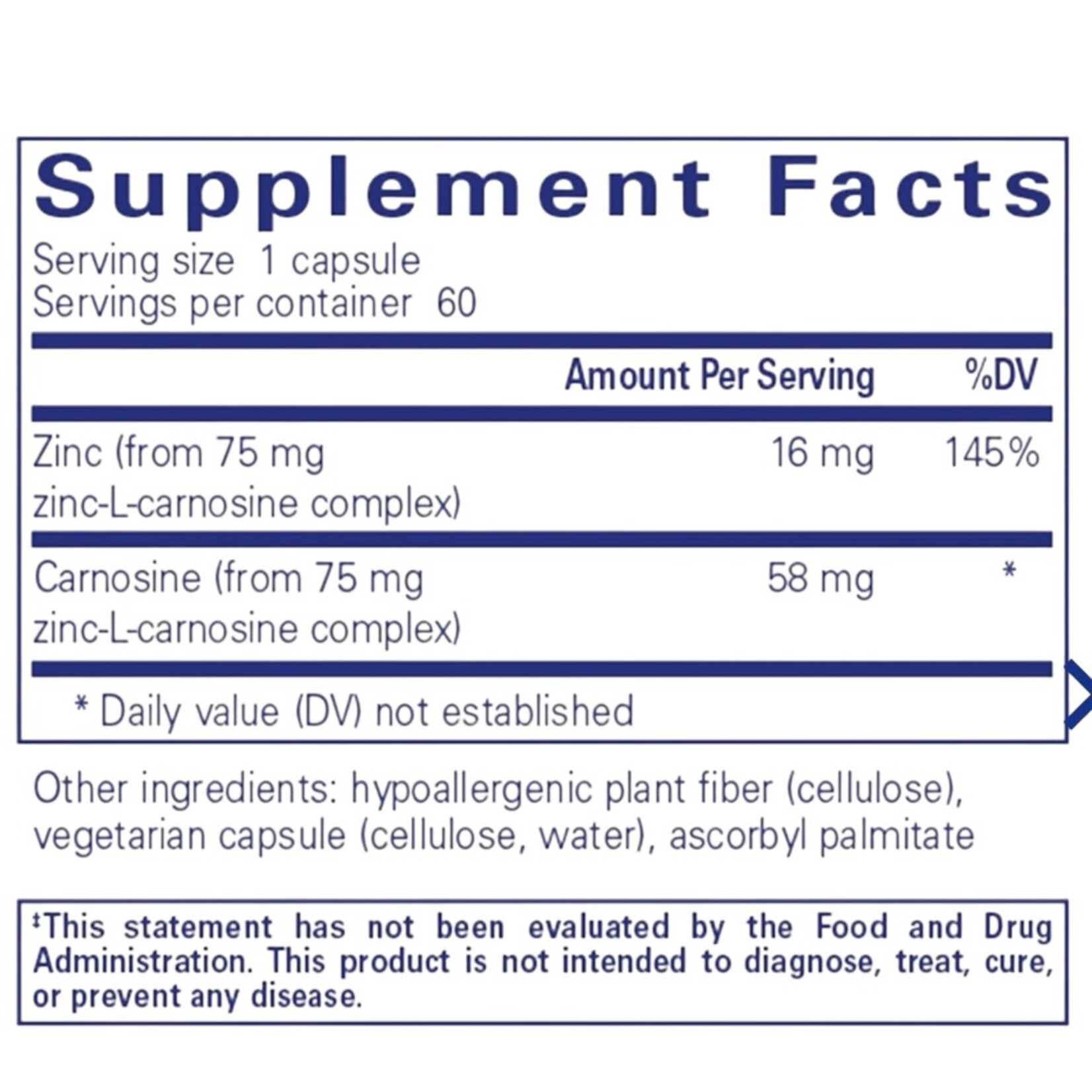 Pure Encapsulations Peptic-Care (Zinc-L-Carnosine) 60c Pure