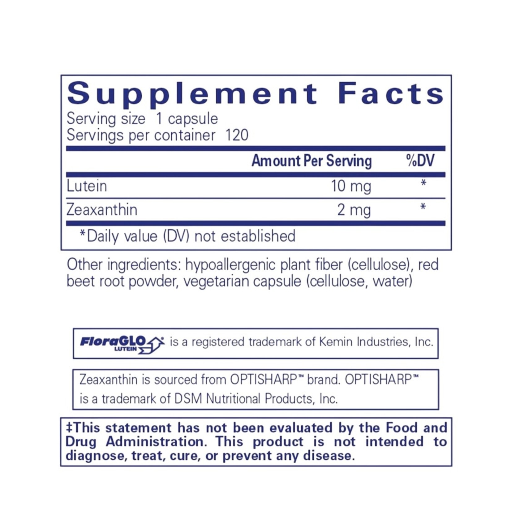 Pure Encapsulations Lutein/Zeaxanthin 120c Pure Encapsulations