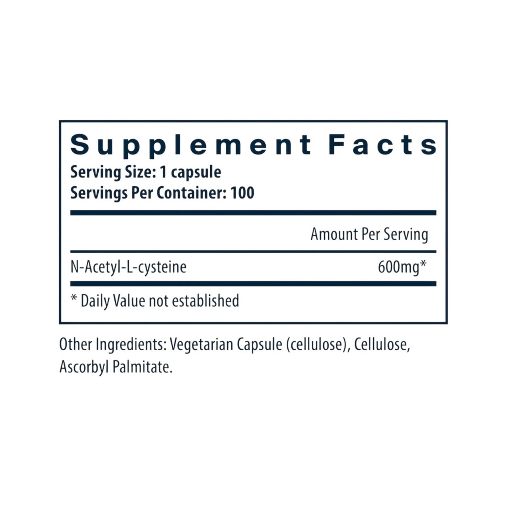 Vital Nutrients NAC N-Acetyl-Cysteine 600mg 100cap Vital Nutrients